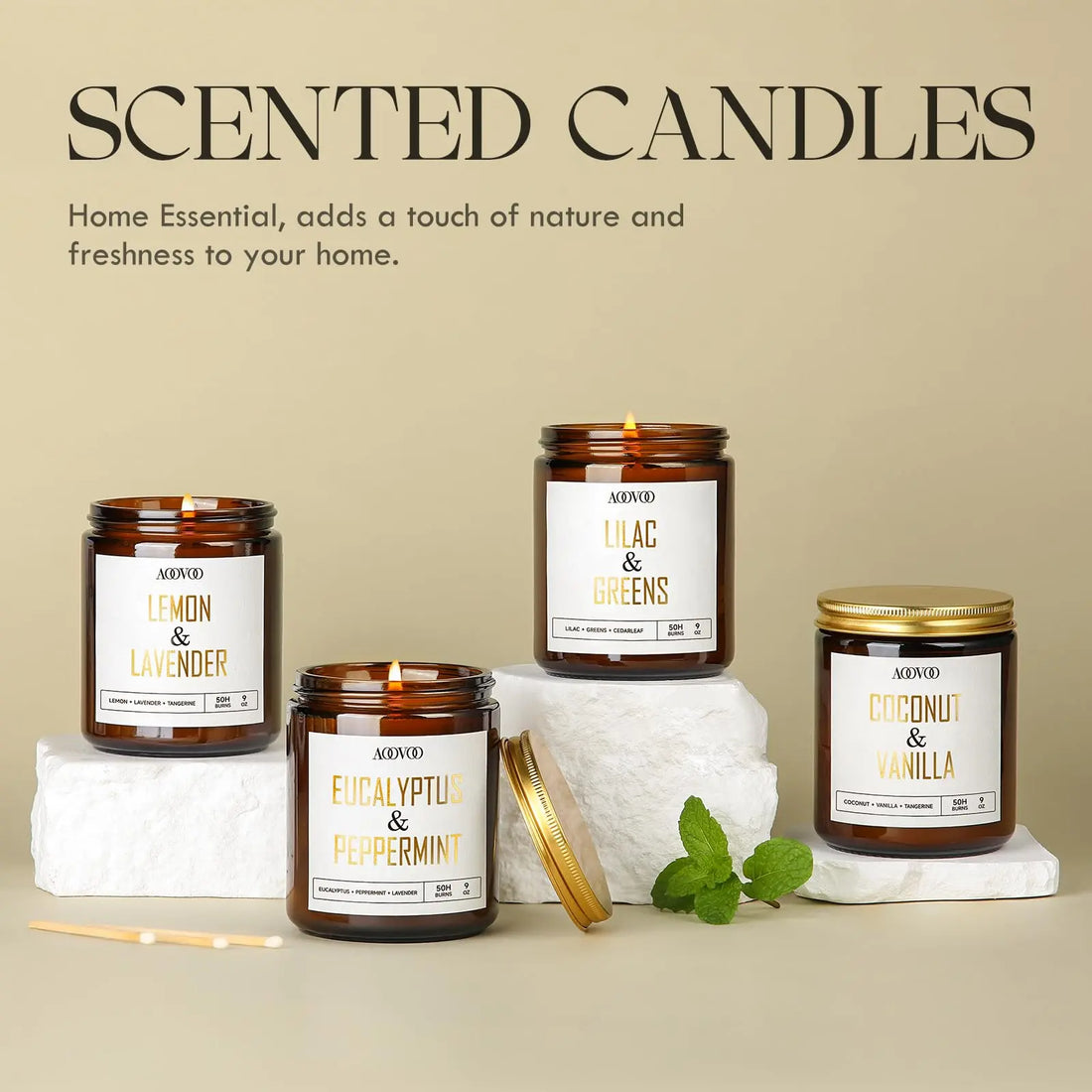AOOVOO Lilac Candle, Candles Gifts for Women, Green Leaves Lilac Candle, Scented Candle AOOVOO uk supplements