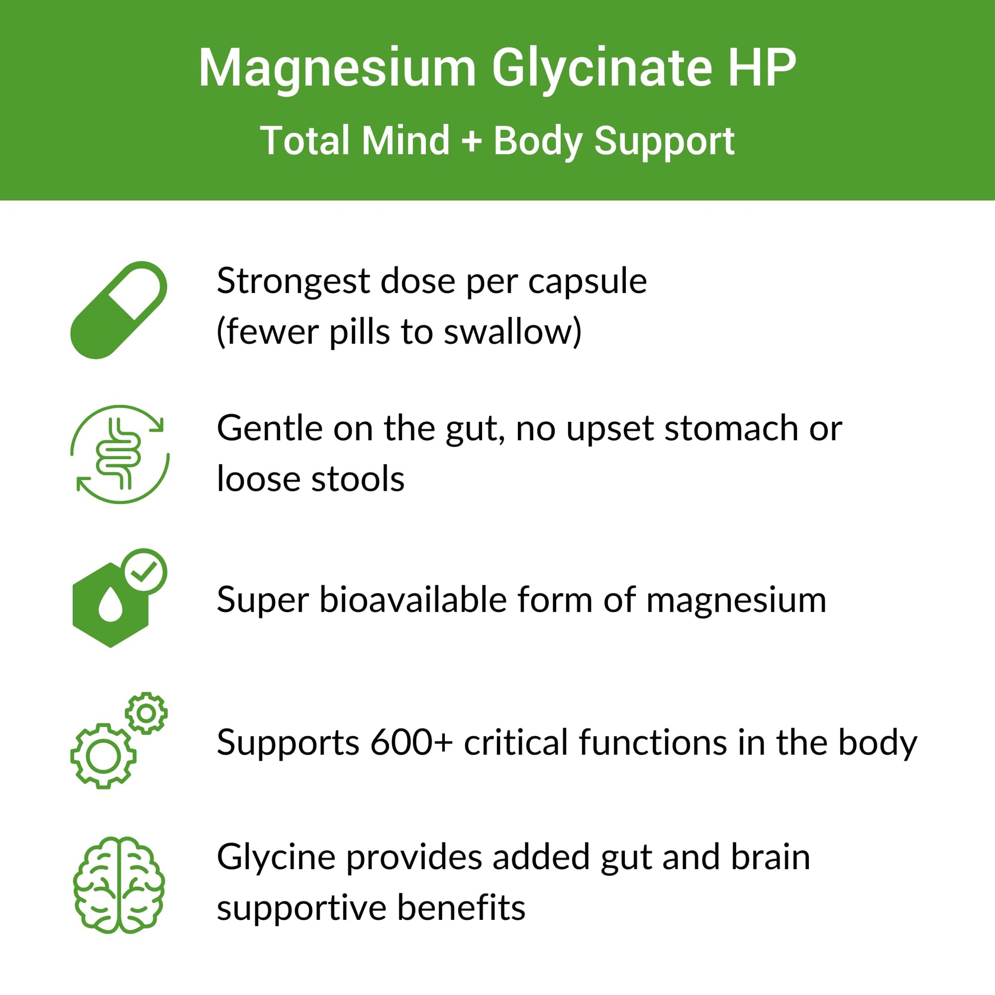 Healthy Gut Magnesium-HP | Ultra Pure Magnesium Glycinate Capsules with Zero Fillers | 180 mg Magnesium Glycinate | 90 Servings Healthy Gut Au supplements