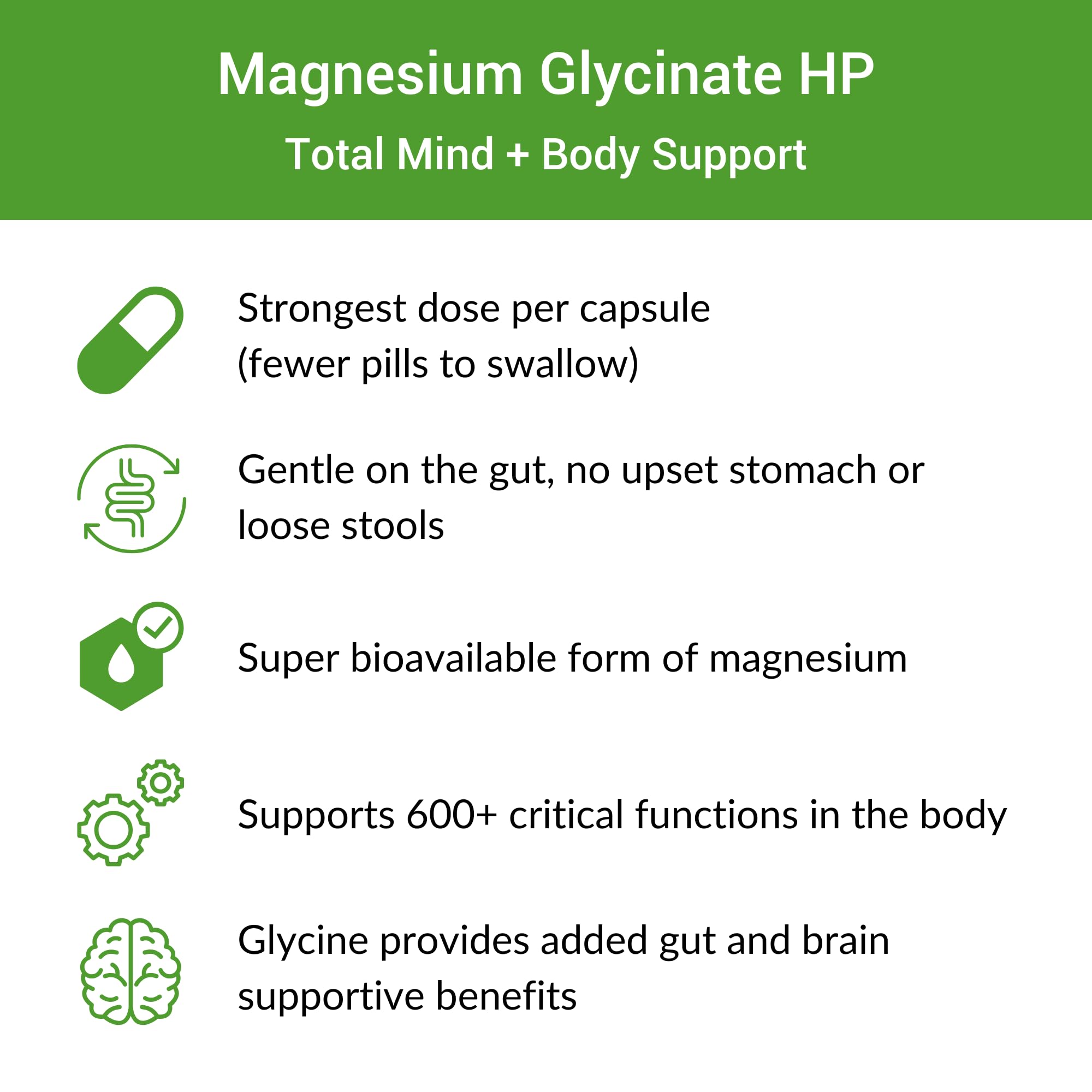 Healthy Gut Magnesium-HP | Ultra Pure Magnesium Glycinate Capsules with Zero Fillers | 180 mg Magnesium Glycinate | 90 Servings Healthy Gut Au supplements