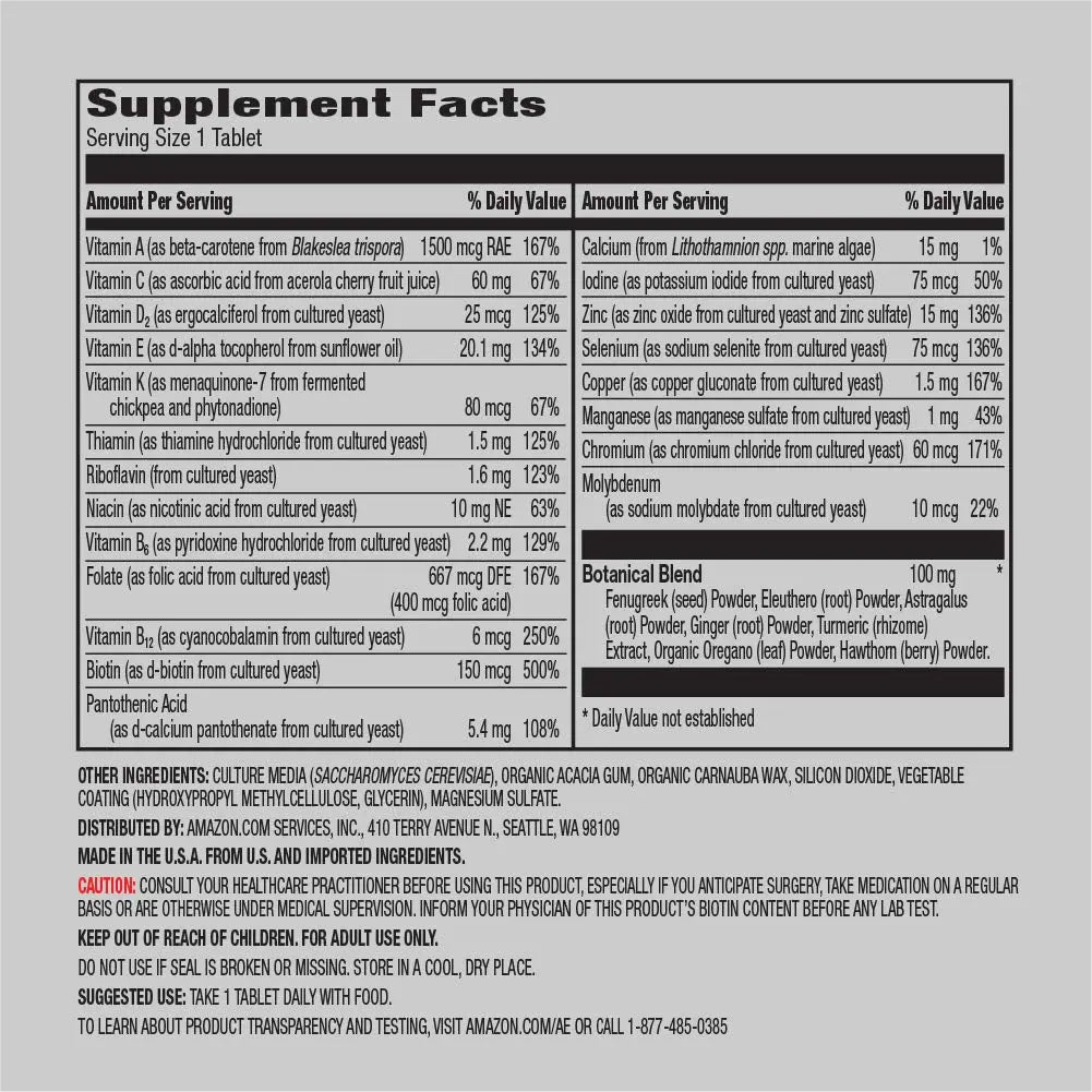Amazon Elements Men's One Daily Multivitamin (65 Tablets) and Amazon Elements B Complex (65 Capsules) Amazon Elements Au supplements
