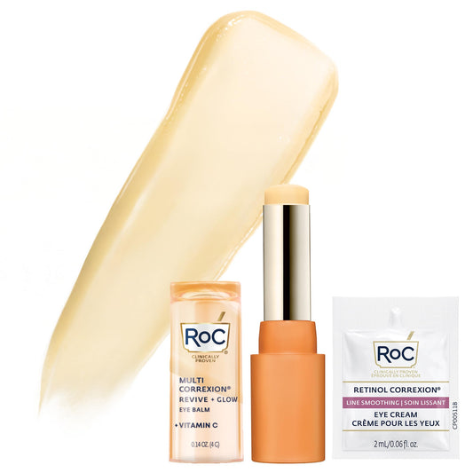 RoC Multi Correxion Revive + Glow Eye Balm with Vitamin C (0.14 oz) + Retinol Eye Cream Packette RoCUS supplements