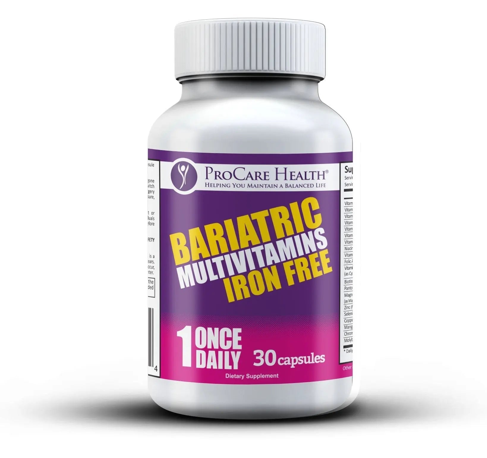 Procare Health Bariatric Multivitamin with Iron Free (30 Fast Dissolving Veggie Capsule) - Bariatric Vitamins for Gastric Sleeve & Gastric Bypass ProCare Health Au supplements
