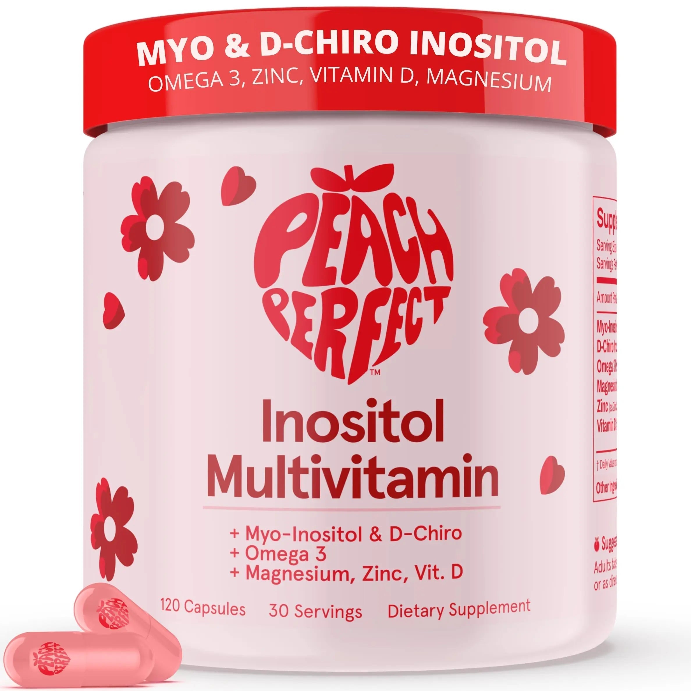 Peach Perfect Inositol Multivitamin – Myo-Inositol & D-Chiro 40:1 Blend, Omega-3, Vitamin D3, Magnesium, Zinc Peach Perfect Au supplements
