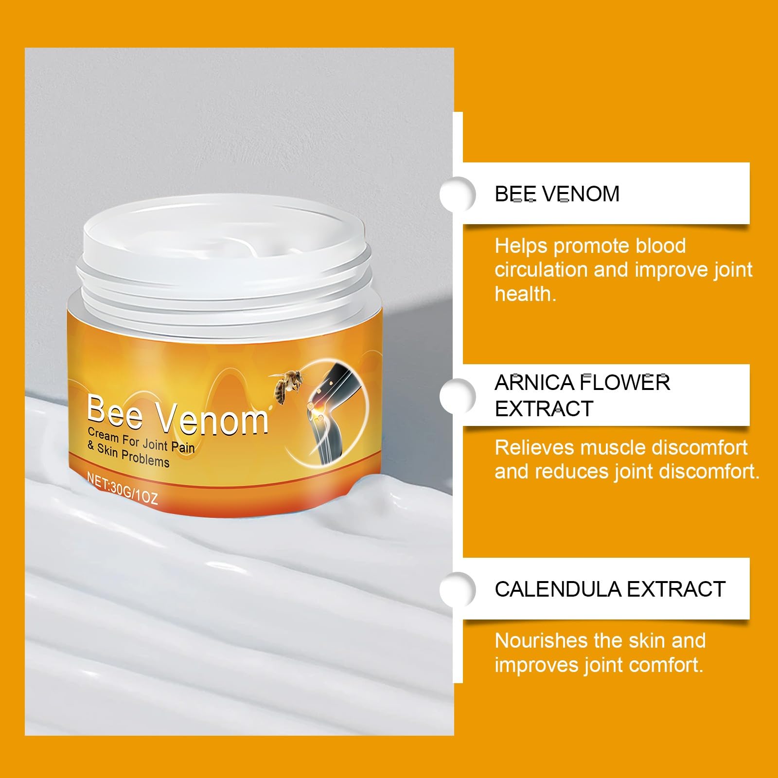 2 PCS Bee Venom Joint and Bone Cream, Bees Venoms Cream Relief Gel for Back, Knee, Hands, Neck, Feet Generic Au supplements