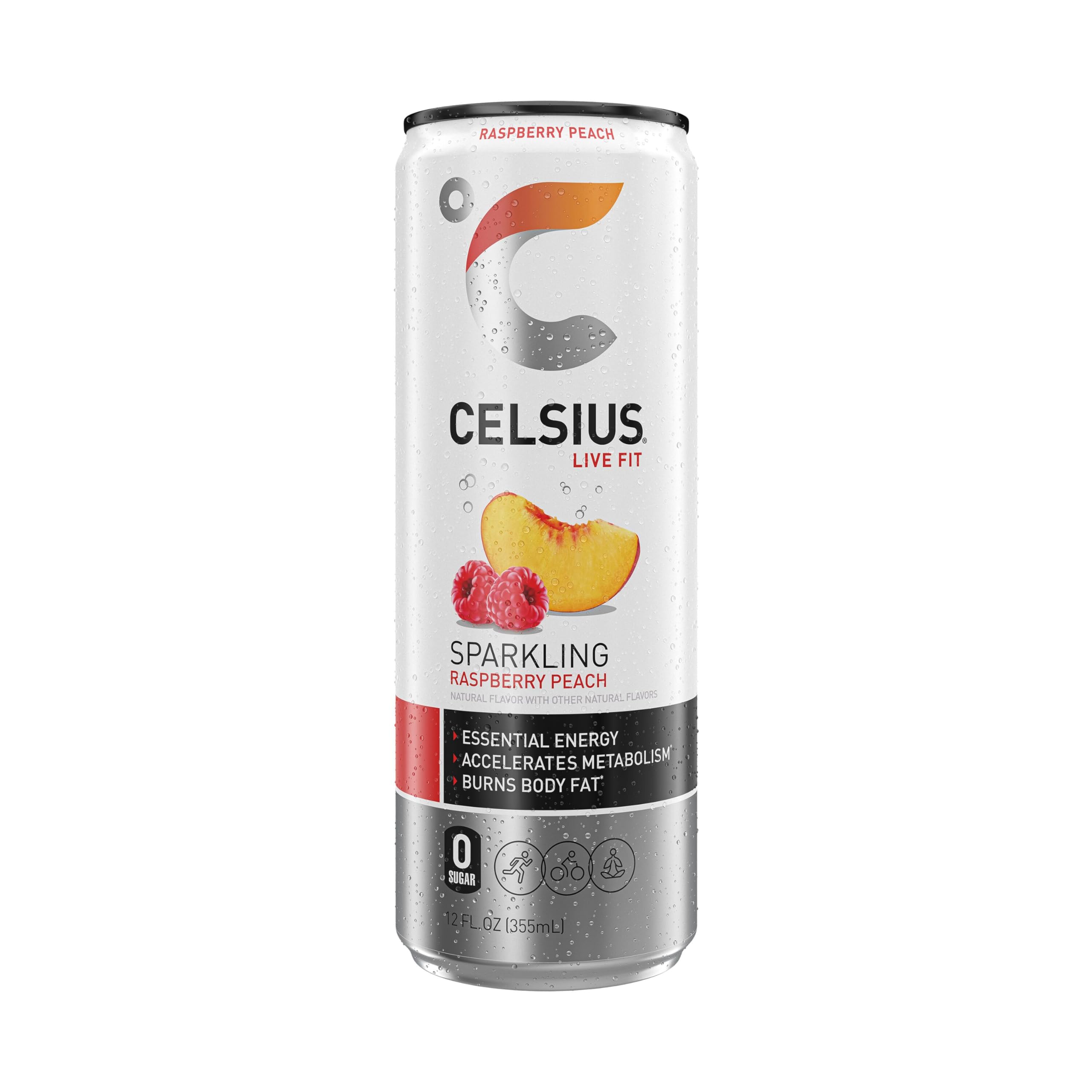 CELSIUS Sparkling Raspberry Peach, Functional Essential Energy Drink 12 Fl Oz (Pack of 12) CELSIUS Au supplements