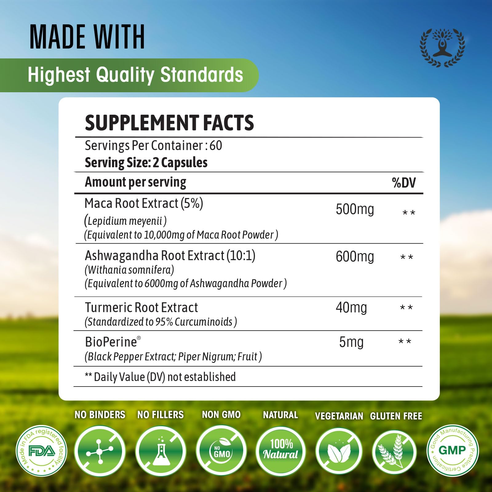 Maca Root 10,000 mg, Ashwagandha 6000mg Extract, Capsules for Men & Women CIRCLE OF NATURE Au supplements