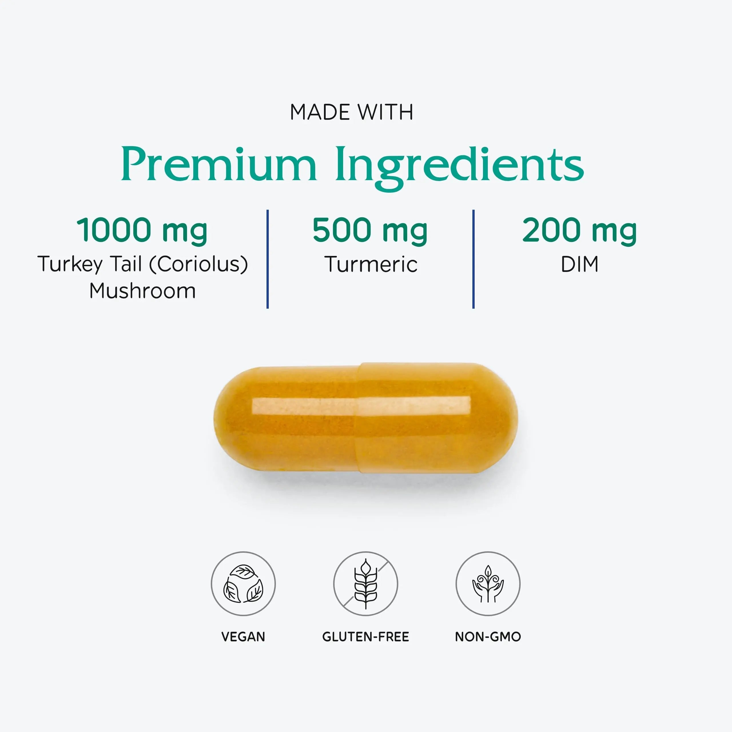 Vitanica CCDG Blend, Immune Support, DIM Supplement 200mg, Turkey Tail Mushroom, Turmeric, Green Tea, Vegan, 90 Capsules Vitanica Au supplements