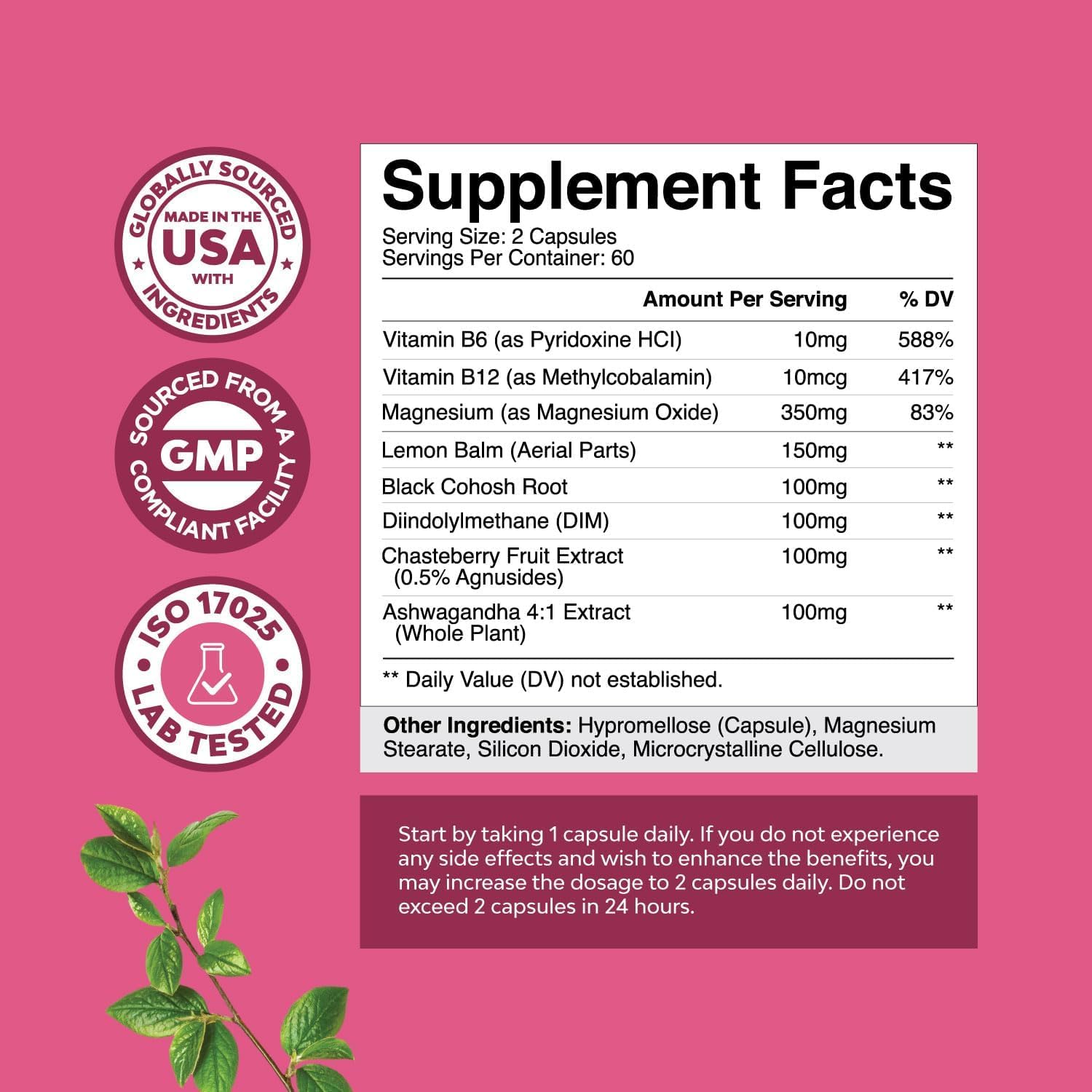 PMS Support Supplement for Women – Hormone Balance for Women & Menstrual Discomfort with DIM, Chasteberry, Black Cohosh & Ashwagandha - for Period Cramps Ease, Menopause Bloating, Mood Swing – 120 Ct Natures Craft Au supplements