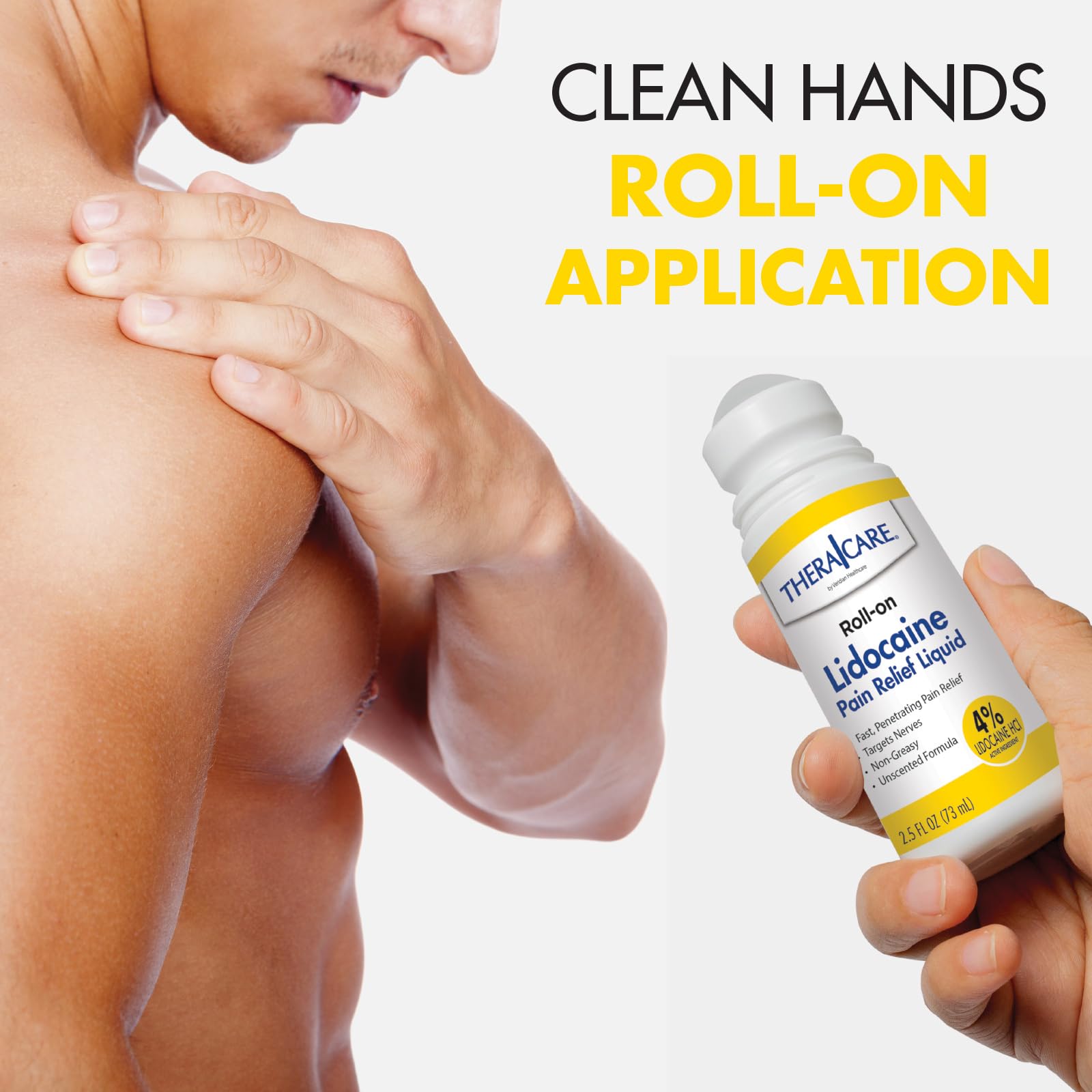 TheraCare 4% Lidocaine Roll-On | OTC Strength | Pain Relief Liquid | 2.5 oz. 73 mL | Non-Greasy, Unscented Formula | Topical Anesthetic Thera Care Au supplements