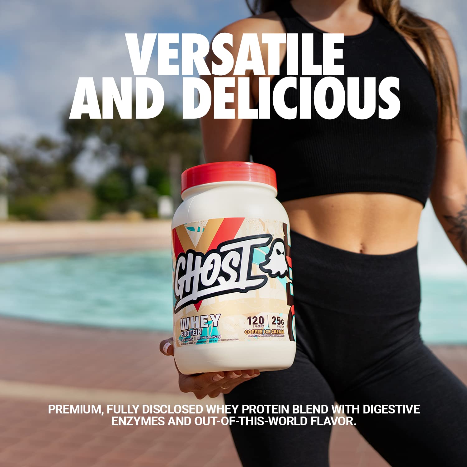 GHOST Whey Protein Powder, Coffee Ice Cream - 2LB Tub, 25G of Protein - Flavored Isolate GHOST Au supplements
