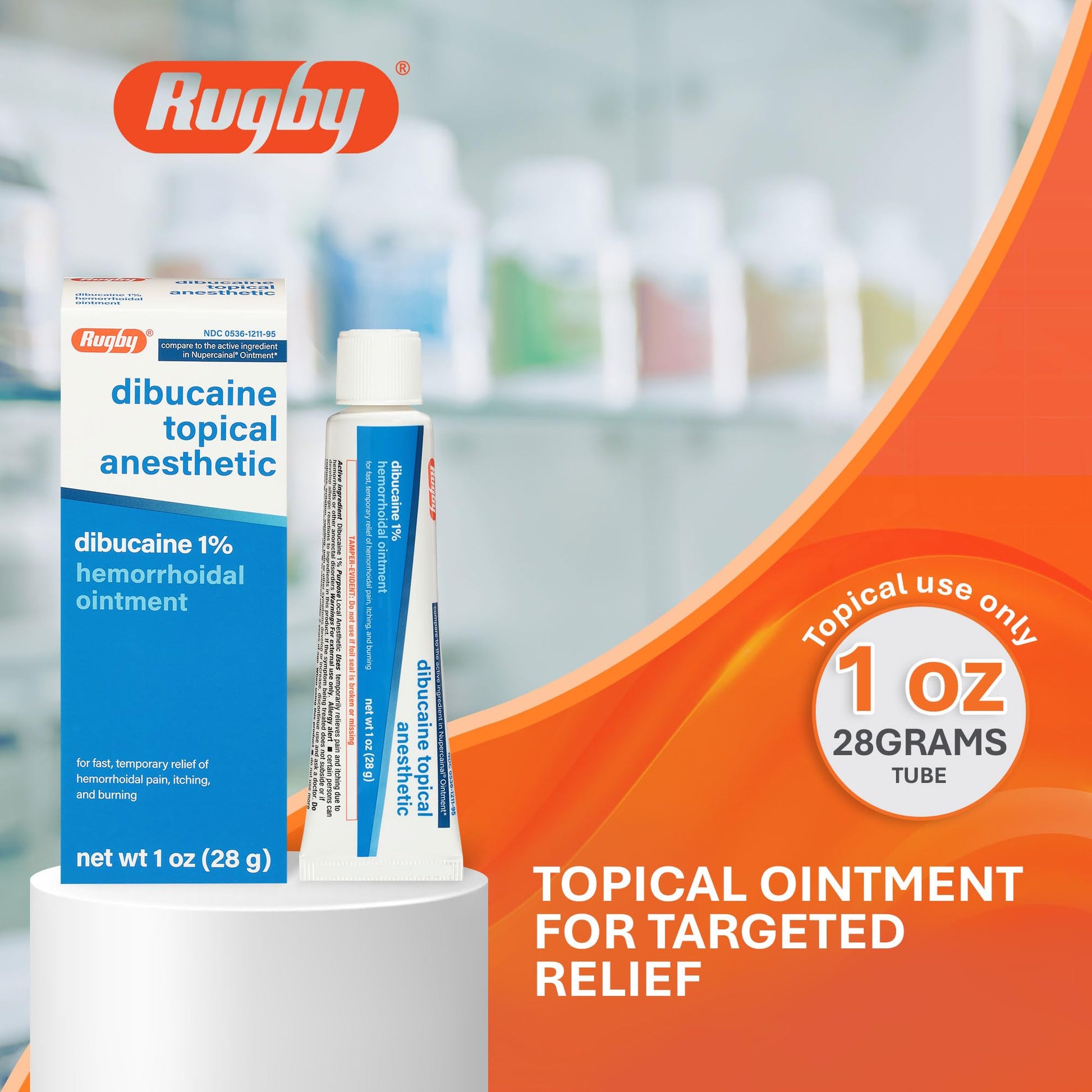 Rugby Dibucaine Topical Anesthetic 1% Hemorrhoid Ointment - Pain Relief Cream for Itching and Burning, Hemorrhoid Treatment, Anti Itch Cream 1 Oz (3 Pack) RUGBY LABORATORIES Au supplements