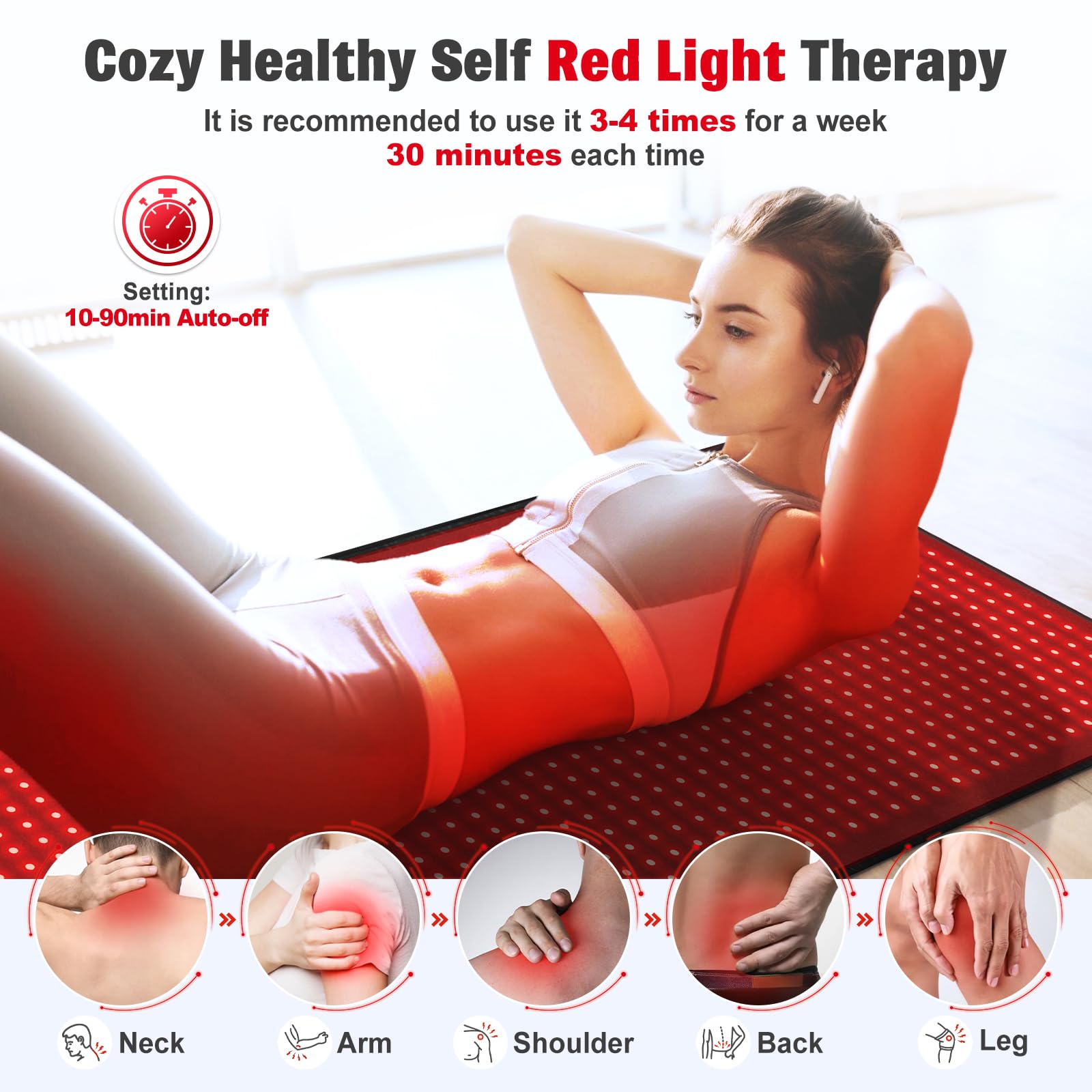 Red Light Therapy Mat for Body, 71"x 31" Red Light Therapy Blanket Red Near Infrared 660nm 850nm GMOWNW Au supplements