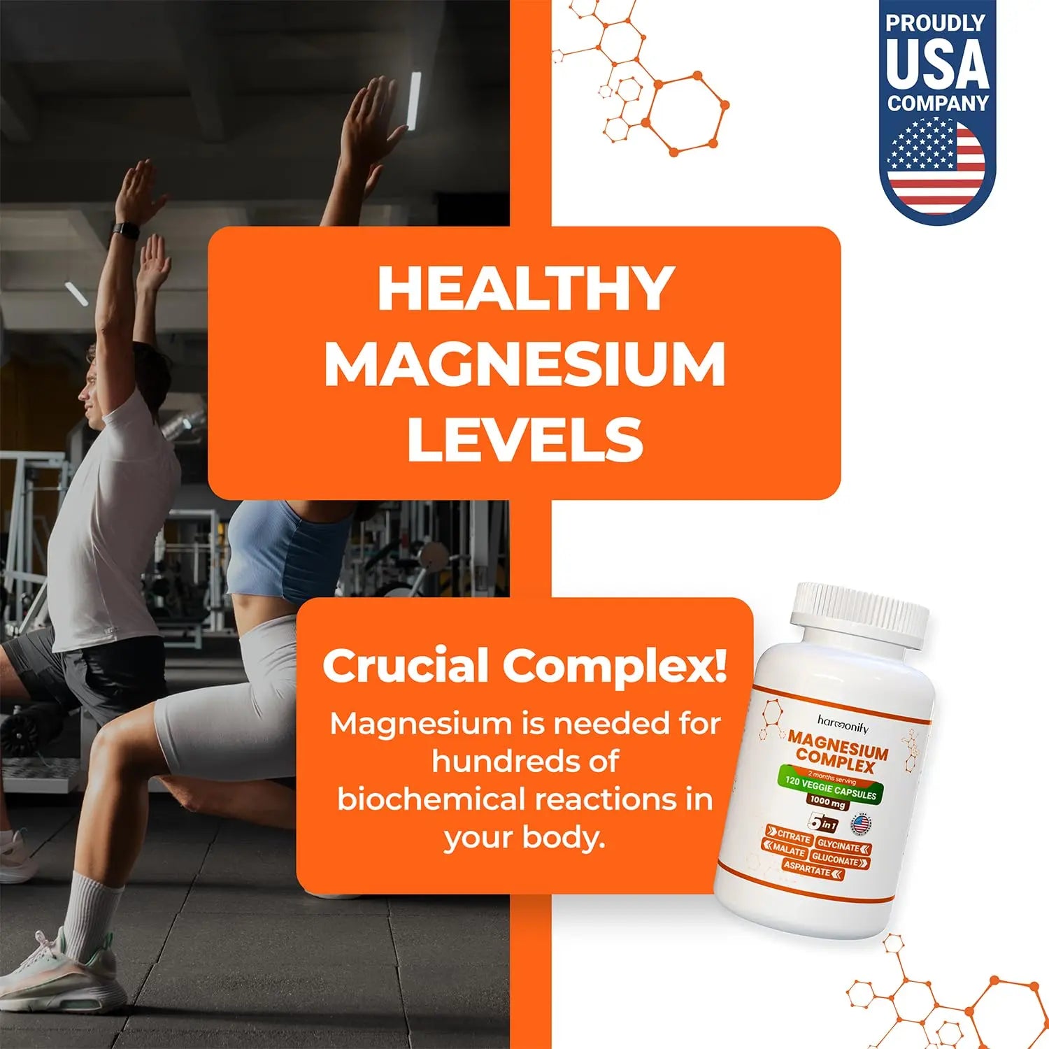 HARMONIFY Magnesium Glycinate Citrate Malate Aspartate Gluconate, 5 in 1 Formula, 120 Purified Veggie Capsule, 1000 mg, Gluten Free, Non-GMO, 60 Days Serving HARMONIFY Au supplements