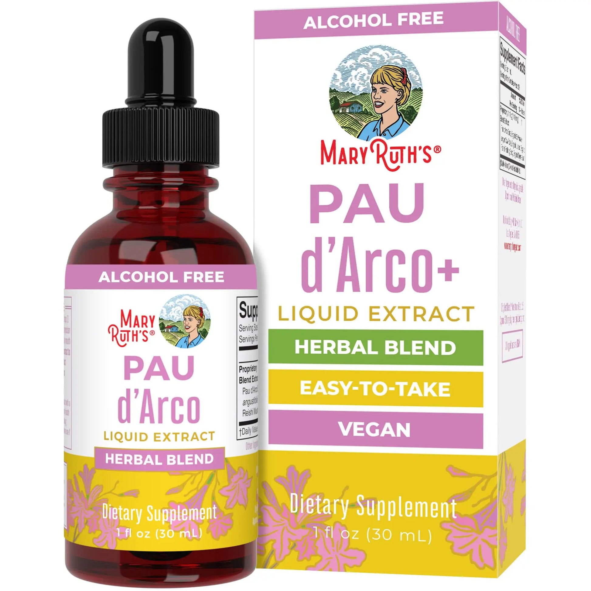 MaryRuth Organics PAU D'Arco Herbal Blend | Reishi Mushroom | Echinacea angustifolia Root | Usnea Lichen | Thyme Leaf | Vegan | Non-GMO Project Verified | Gluten Free | 30 Servings | 1 Fl Oz MARYRUTH'S Au supplements