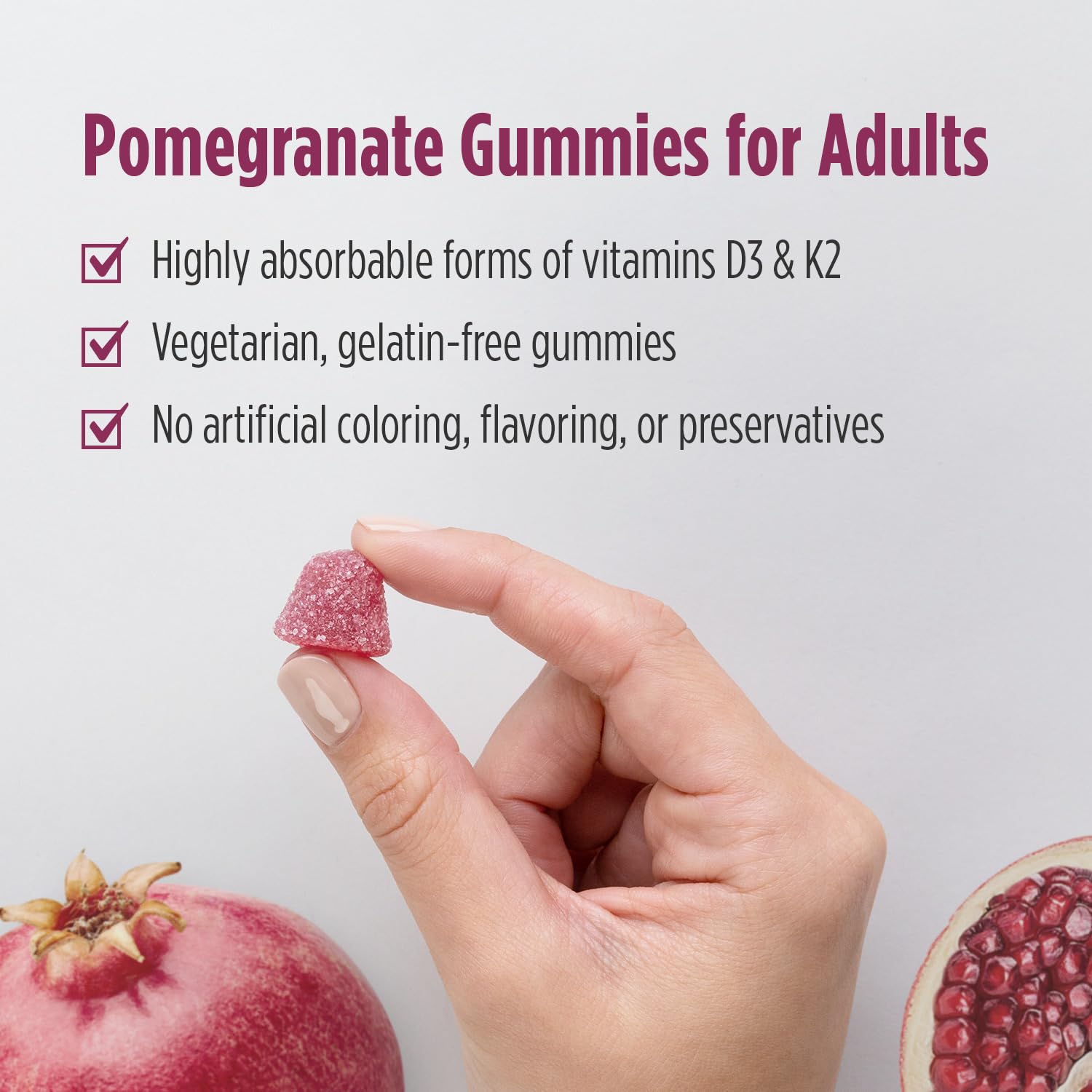 Nordic Naturals Vitamin D3 + K2 Gummies, Pomegranate - 60 Gummies - 1000 IU Vitamin D3 + 45 mcg K2 - Great Taste - Bone Health, Promotes Healthy Muscle Function - Non-GMO - 60 Servings Nordic Naturals Au supplements