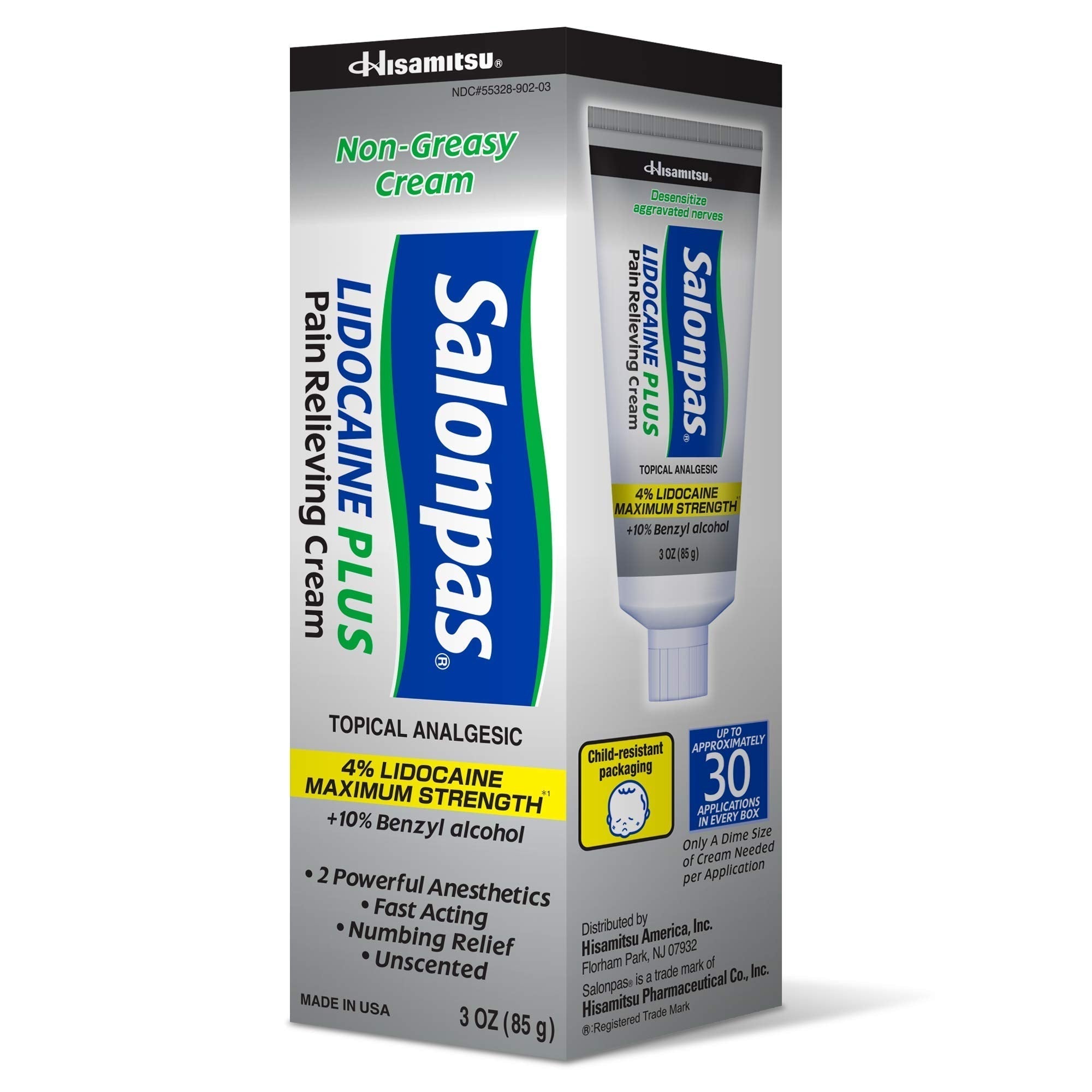 Salonpas Lidocaine Plus Pain Relieving Cream, 3 Ounce Tube Salonpas Au supplements