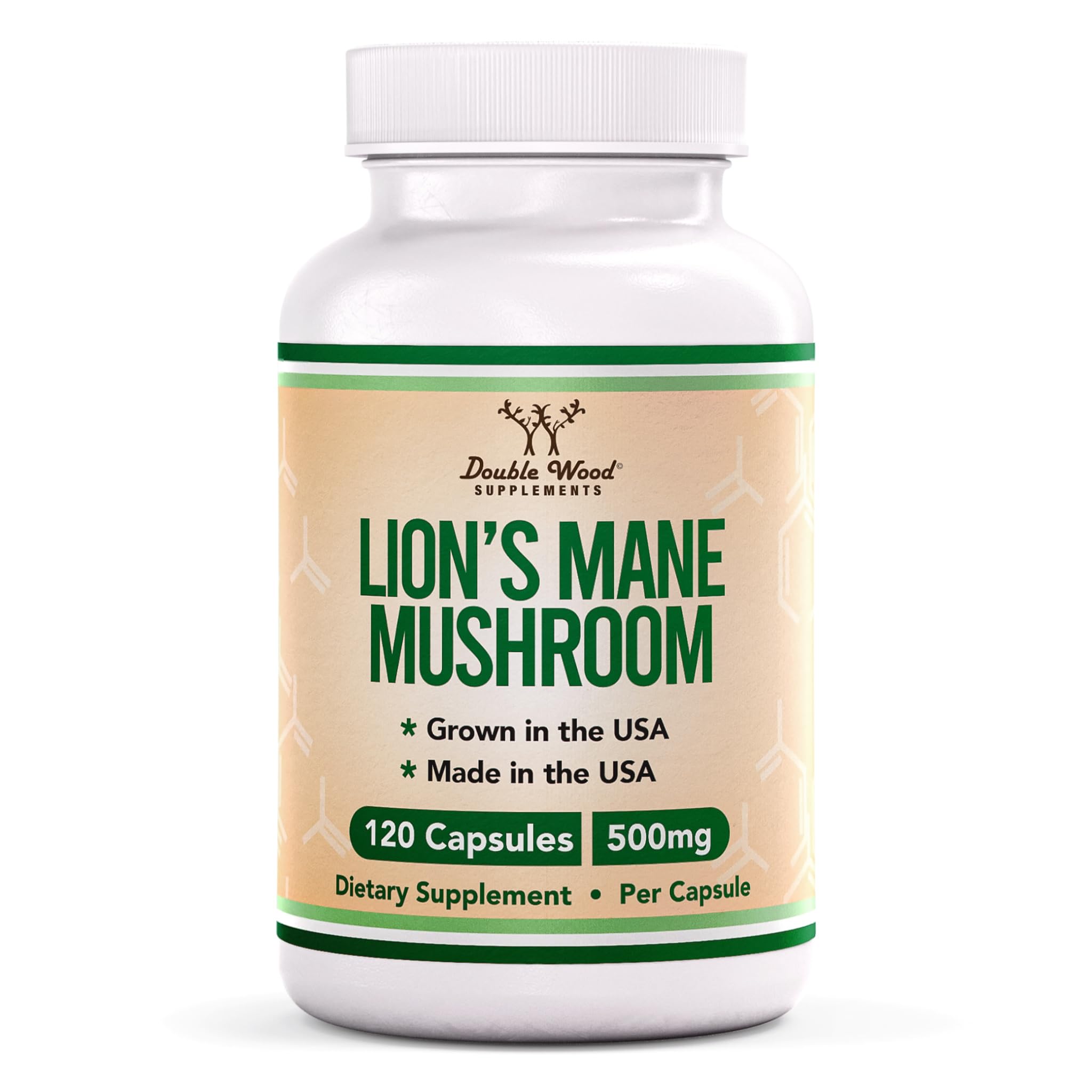 Lions Mane Supplement Mushroom Capsules (Two Month Supply - 120 Count) for Brain Double Wood Supplements Au supplements
