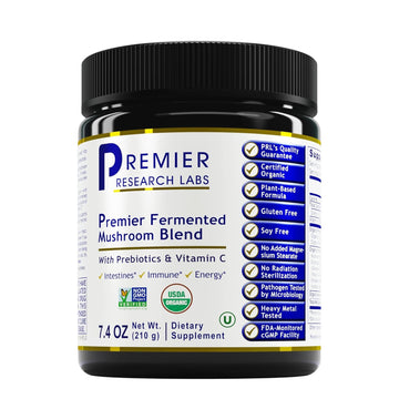 Premier Research Labs Premier Fermented Mushroom Blend - Reishi Mushroom Powder, Mushroom Extract for Drinks, Coffee, Mushroom Complex with Turkey Tail, Cordyceps for Immune & Gut Health - 7.4 oz Premier Research Labs Au supplements