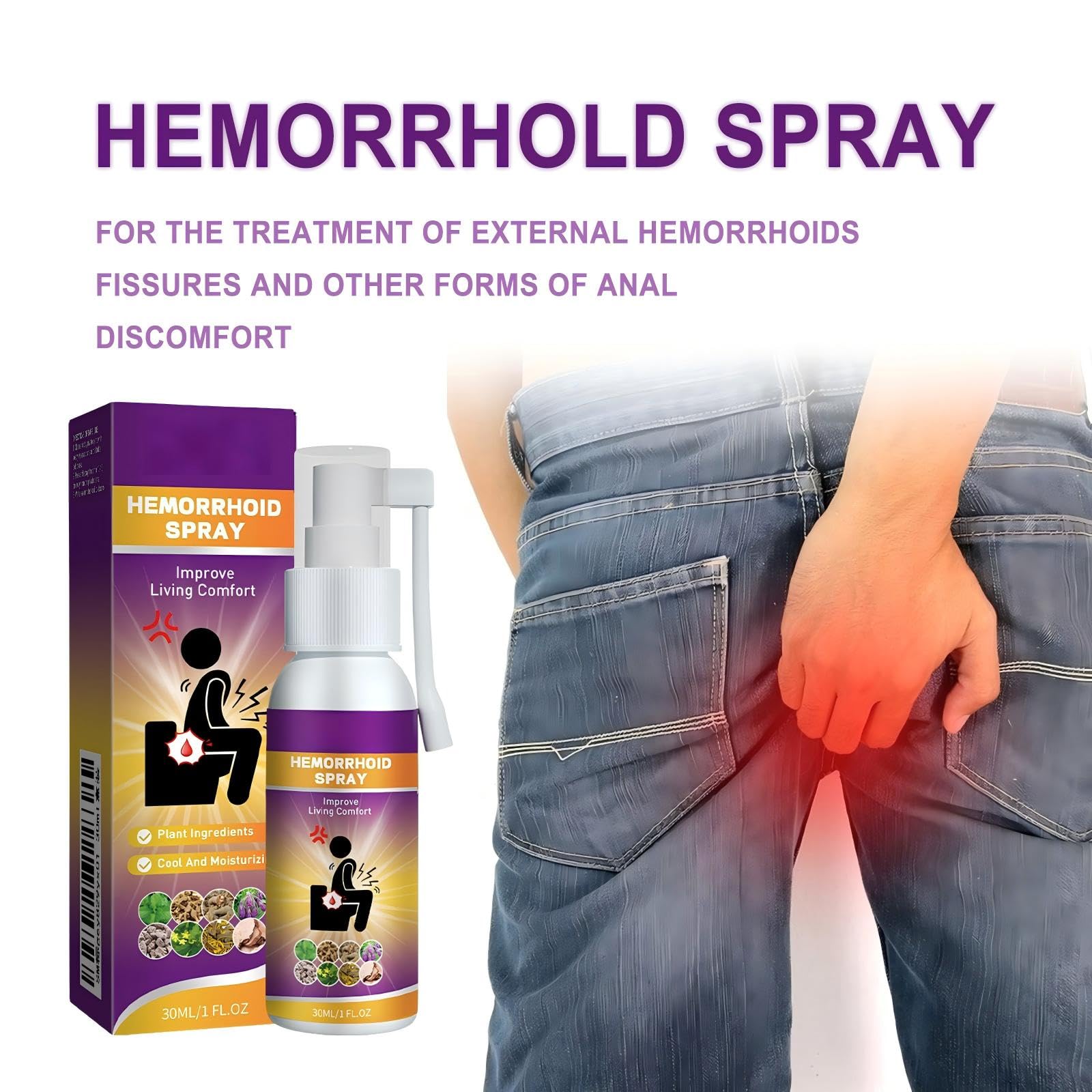 Herbal hemorrhoid Spray relieves Anal Swelling, Pain, itching, discomfort, Repair Meat Ball Broken hemorrhoid Nursing Spray,30ML/1 FL.OZ Aus Healthcare Au supplements