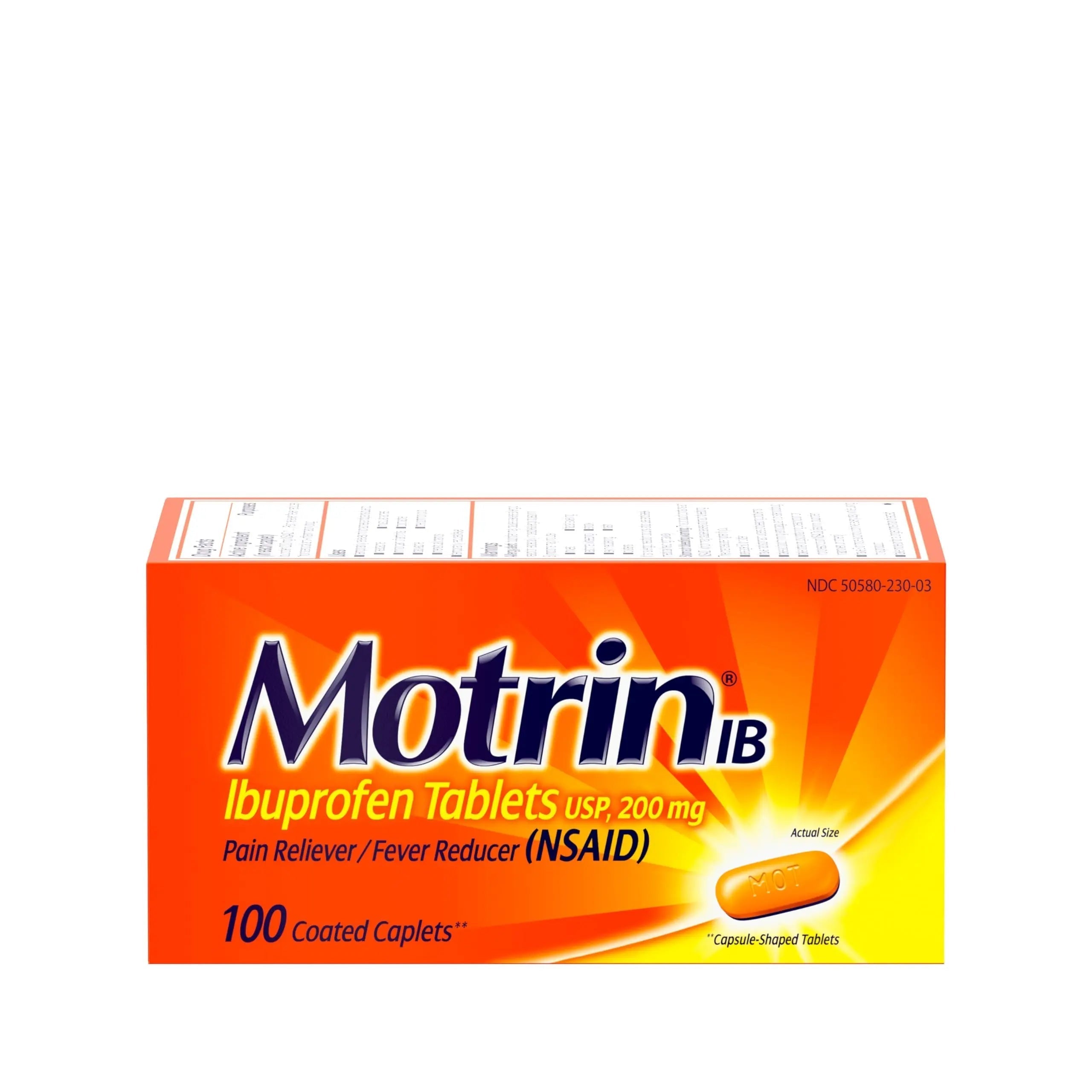 Motrin IB, Ibuprofen 200mg Tablets, NSAID Pain Reliever & Fever Reducer for Headache, Backache, Muscular Aches, & Menstrual Cramps, Over-The-Counter Pain Relief Medicine, 100 ct Motrin Au supplements