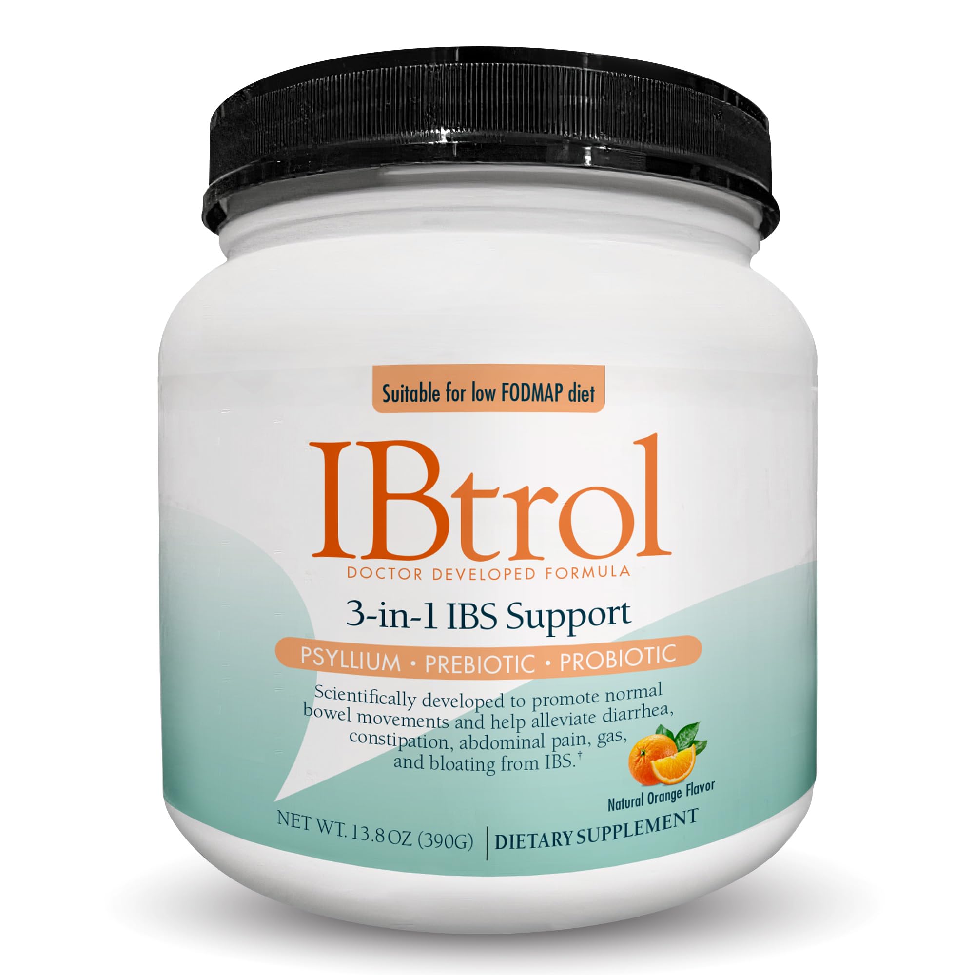 IBtrol® 3–in–1 IBS Gut Health Supplement with Psyllium, Prebiotic and Probiotics, Manages IBS Symptoms, Gas, Bloating, Diarrhea, Constipation, Abdominal Pain 60 Servings (Natural Orange Flavor) Medtrition Au supplements