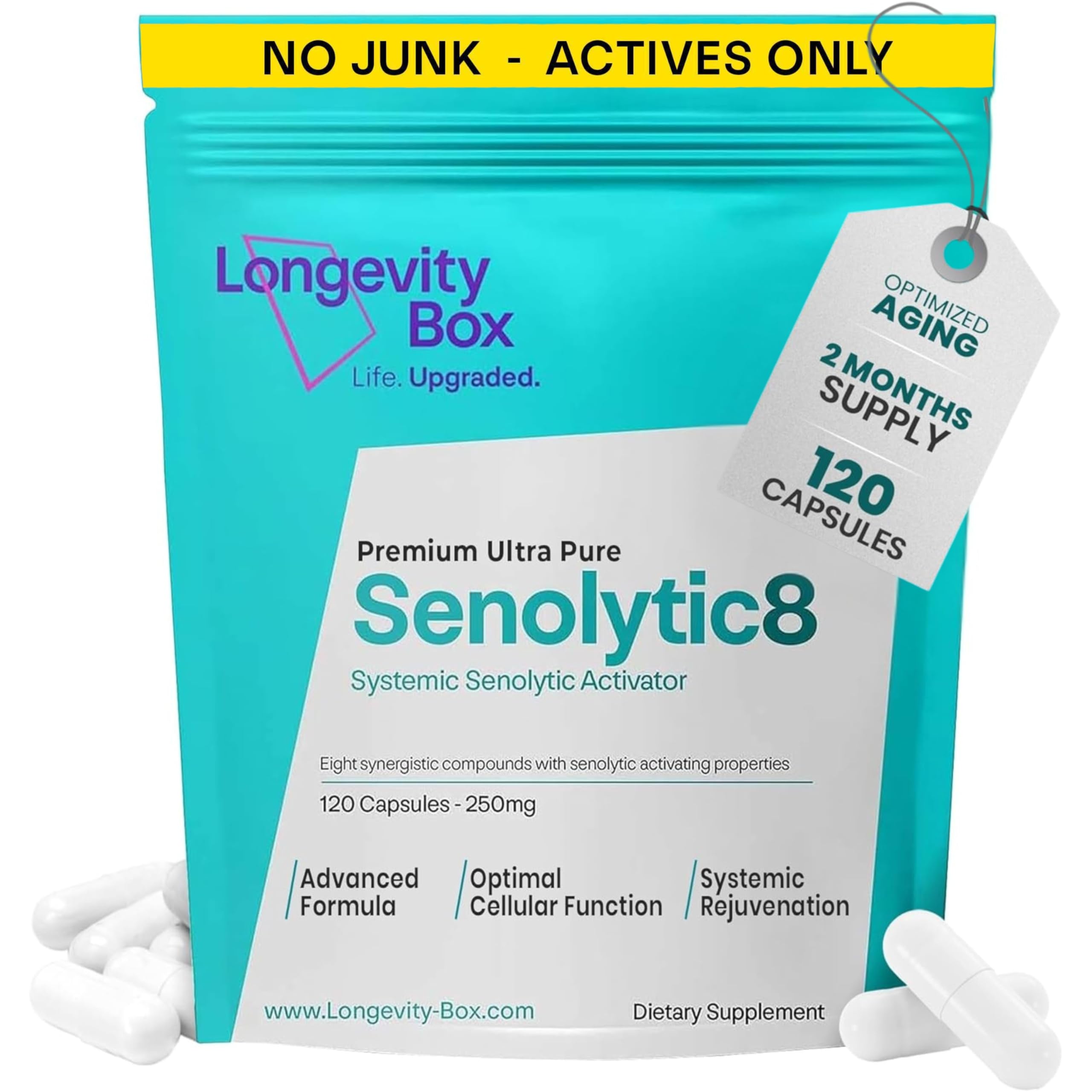 Senolytic Anti-Aging Supplement | Fisetin, Quercetin,NAC, Gamma Tocotrienols | 8-in-1 Cellular Regeneration & Longevity Formula | Boost Energy, Mental Clarity & Healthspan | 120 Vegan Capsules Longevity Box Au supplements