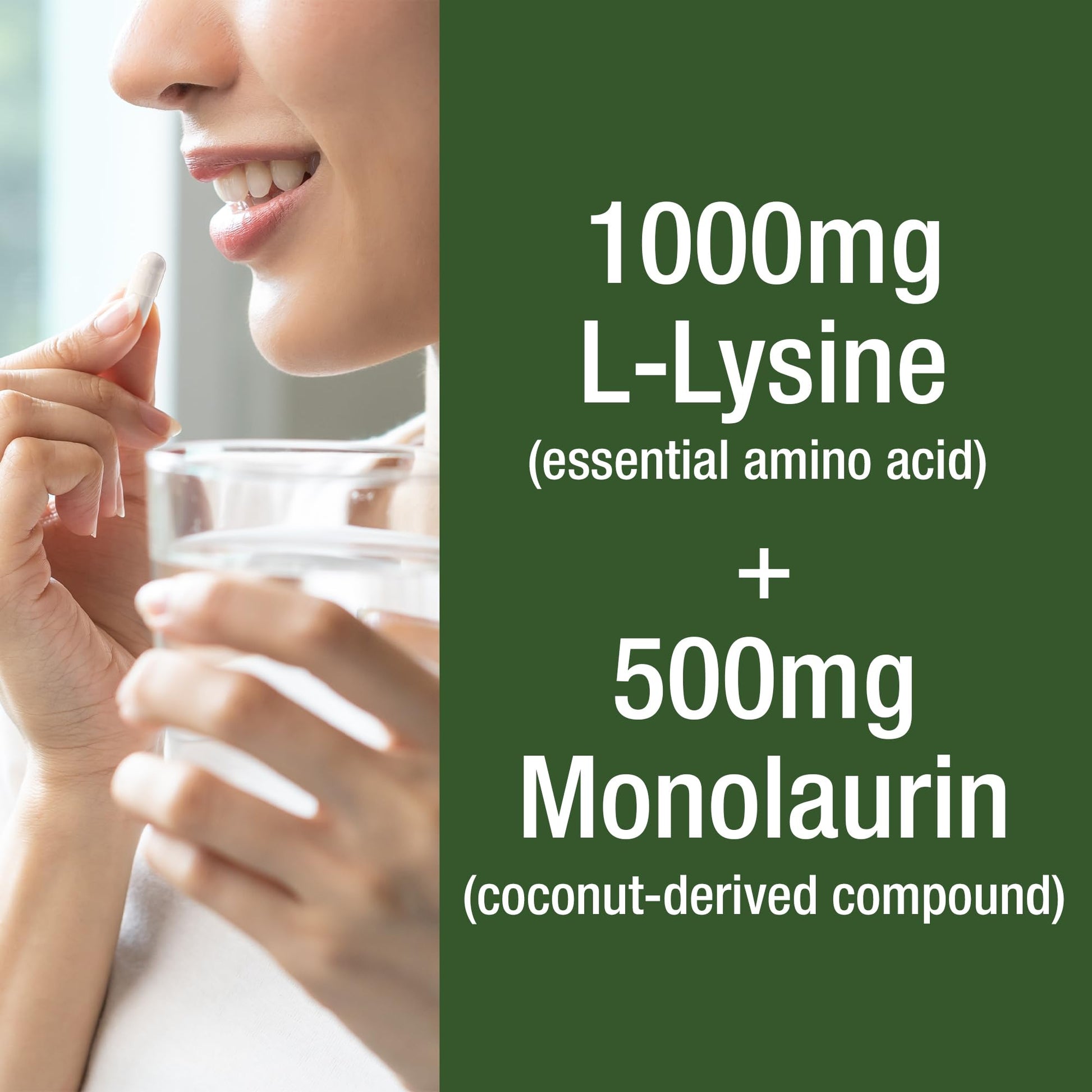 Peak Performance L Lysine 1000mg + Monolaurin 500mg Supplement for Immune Support - High Potency L-Lysine for Lips, Skin, & Health - 2-in-1 Bioavailable Supplements for Men and Women - 60 Capsules Peak Performance Au supplements