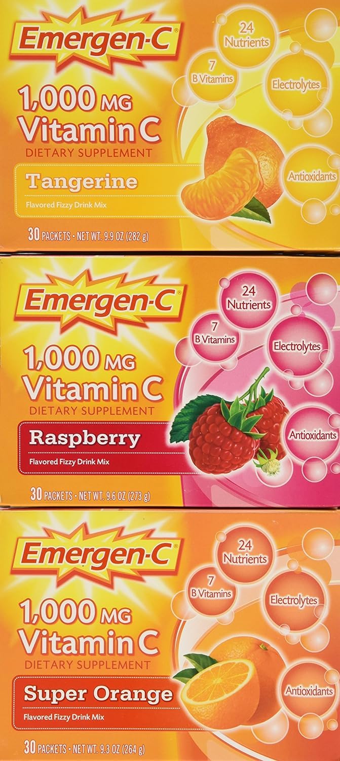 Emergen-C 1,000 mg Vitamin C Dietary Supplement Drink Mix, Super Orange/Raspberry Emergen-C Au supplements