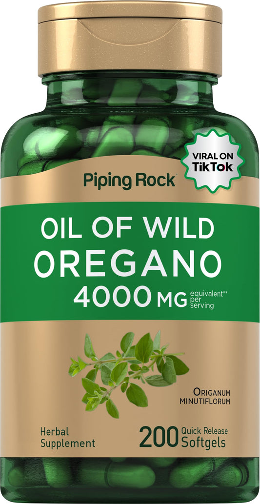 Piping Rock Oregano Oil Softgel Capsules | 200 Pills | Herbal Extract Supplement | Wild Harvested | Non-GMO, Gluten Free Piping RockUS supplements