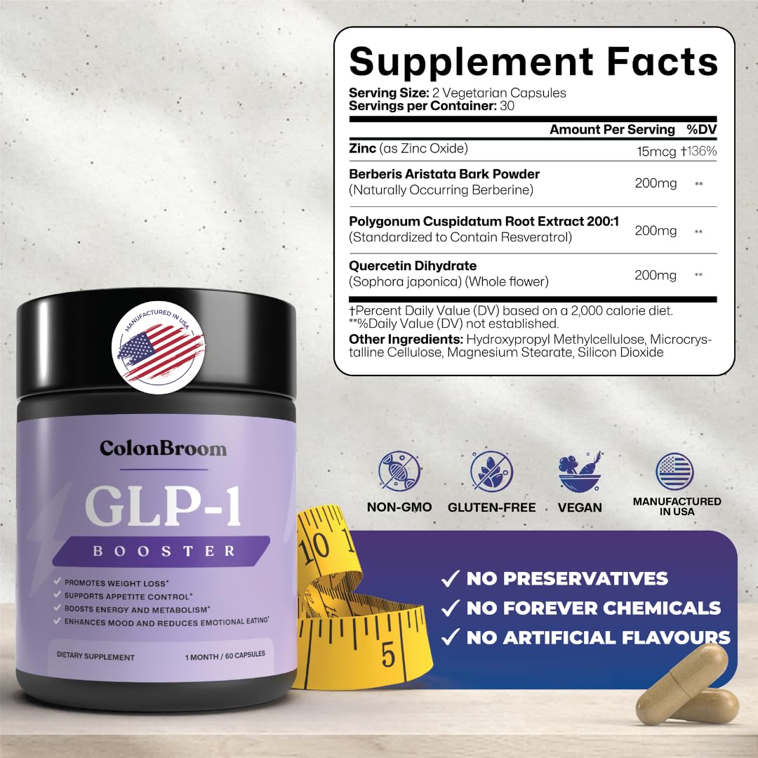 ColonBroom GLP-1 Weight Management Supplement for Women & Men - GLP1 Supports Gut Health, Metabolic Wellness & Appetite Regulation - Vegan, Gluten-Free Diet Capsules | 180 Count (New Formula) ColonBroom Au supplements