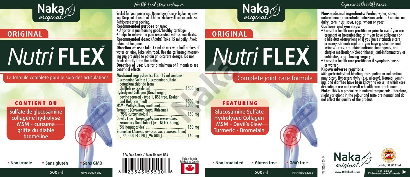 Naka Nutri-Flex Joint Support Supplement. Highly Absorbable Liquid Vitamins Formula for Joint Care, 500 Milliliters NAKA Au supplements