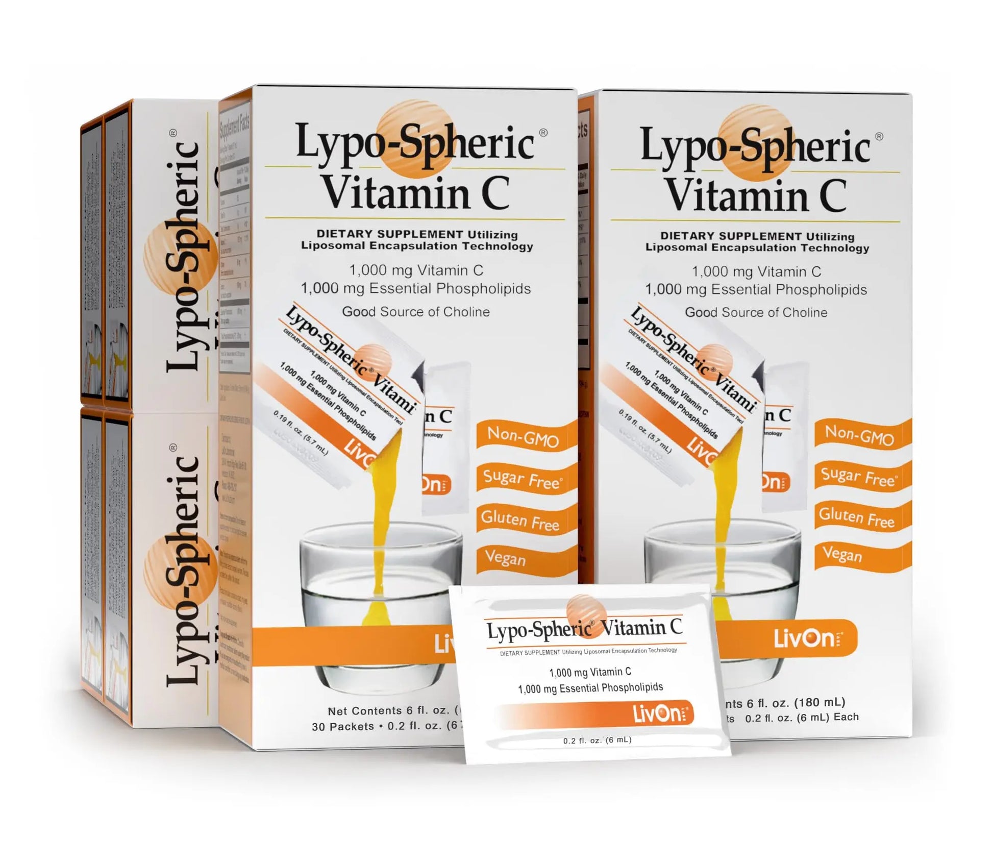 LivOn Laboratories Lypo–Spheric Vitamin C – 6 Cartons (180 Packets) – 1,000 mg Vitamin C & 1,000 mg Essential Phospholipids Per Packet – Liposome Encapsulated for Improved Absorption – 100% Non–GMO LivOn Laboratories Au supplements