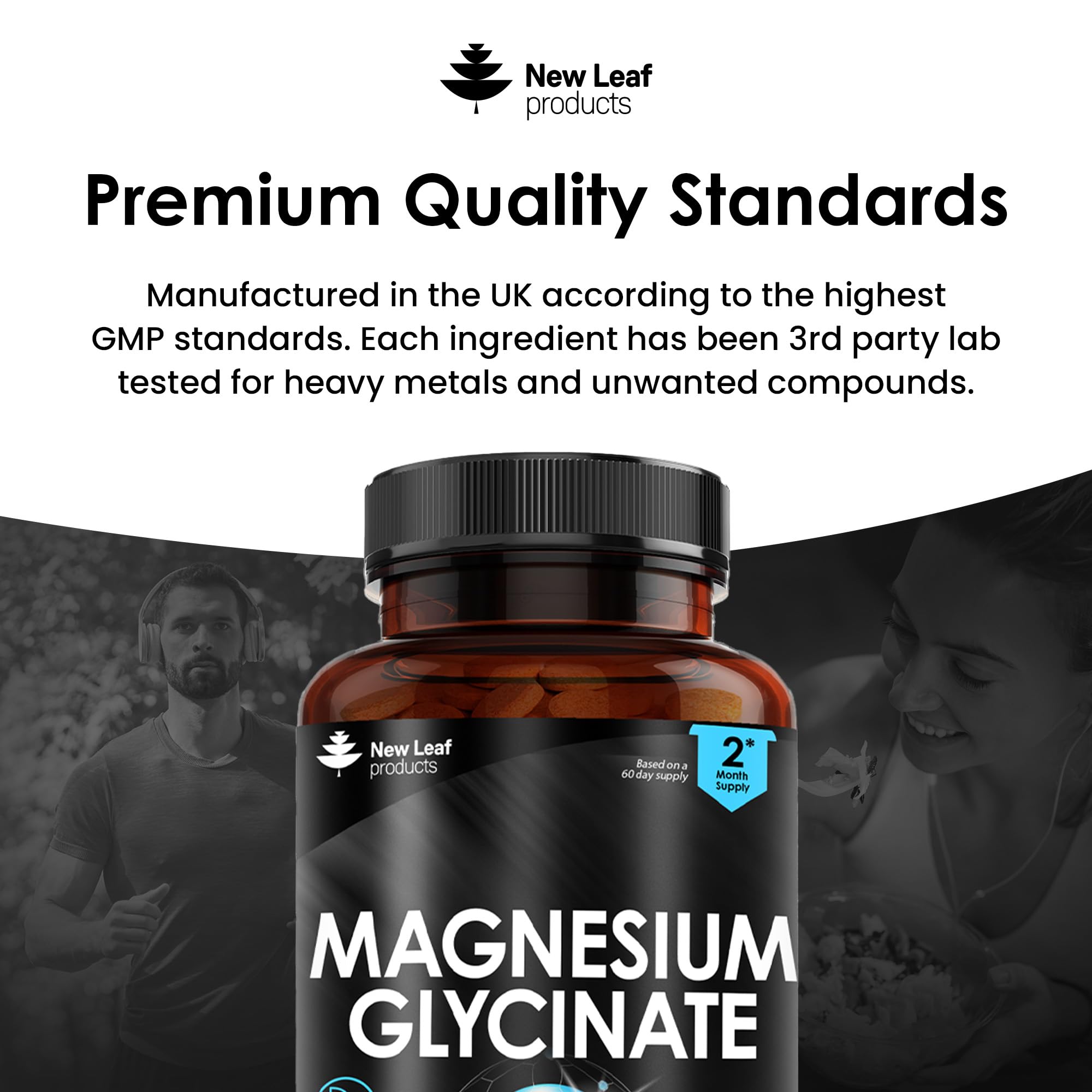 Magnesium Glycinate Supplements - 1040mg of Magnesium - 120 High Strength Capsules NEW LEAF PRODUCTS Au supplements