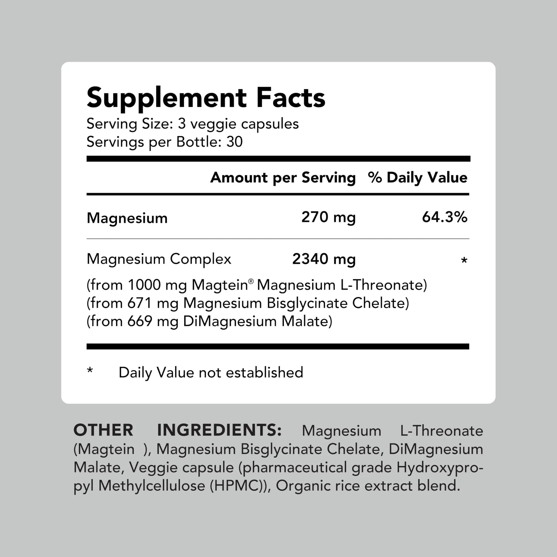 AMANDEAN Magtein Magnesium Complex. L-Threonate, Glycinate, Malate Triple Blend Chelated Magnesium Supplement. 90 Veggie Capsules. High Absorption Branded Ingredients. Brain Health, Sleep, Calm*. AMANDEAN Au supplements