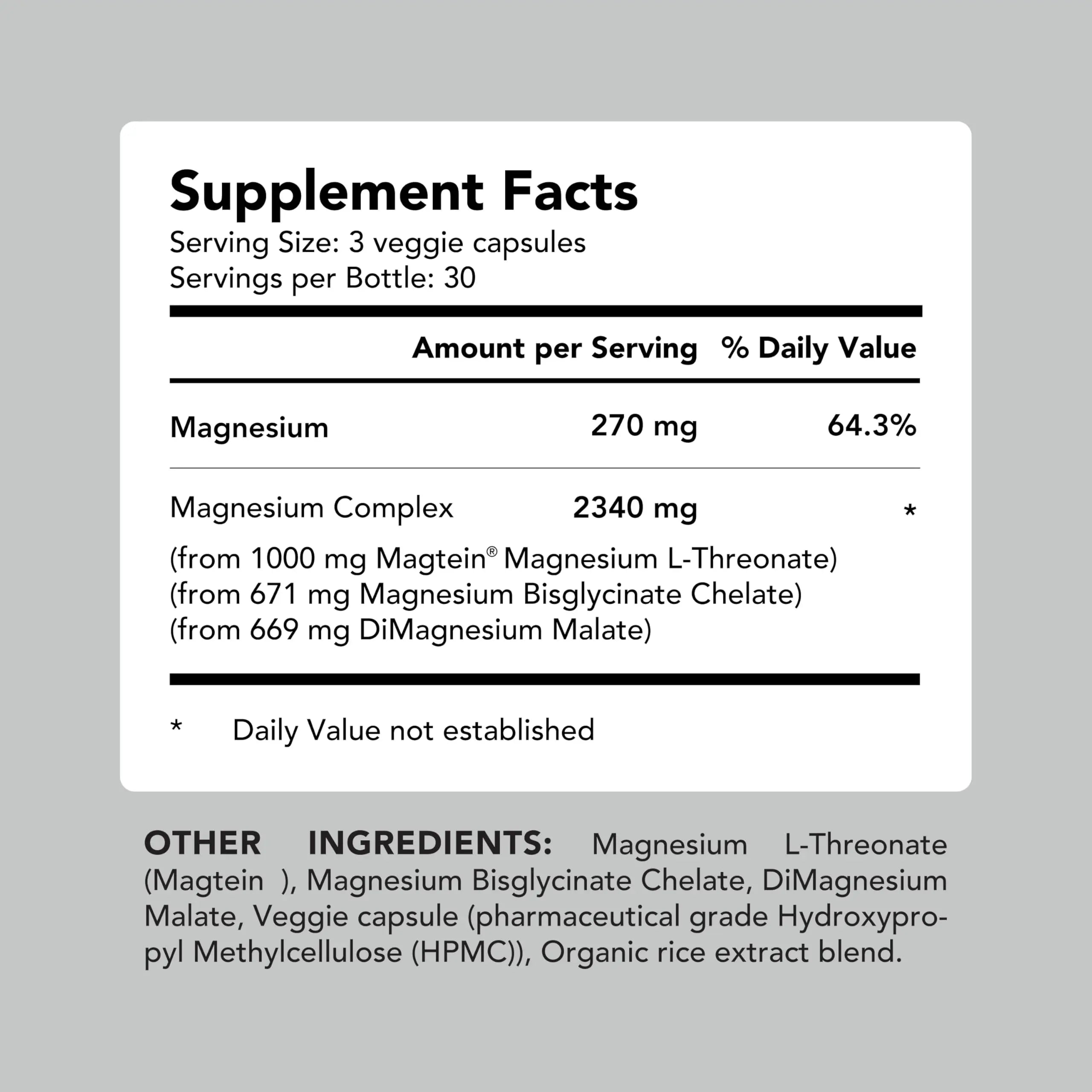 AMANDEAN Magtein Magnesium Complex. L-Threonate, Glycinate, Malate Triple Blend Chelated Magnesium Supplement. 90 Veggie Capsules. High Absorption Branded Ingredients. Brain Health, Sleep, Calm*. AMANDEAN Au supplements