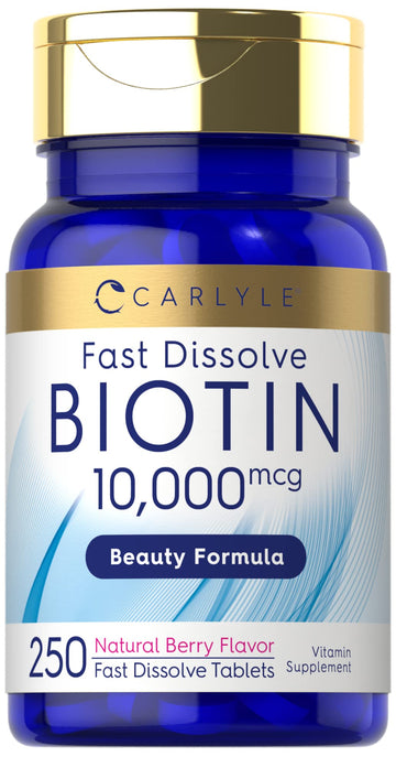 Carlyle Biotin 10000mcg | 250 Fast Dissolve Tablets | Max Strength | Vegetarian, Non-GMO Carlyle Au supplements