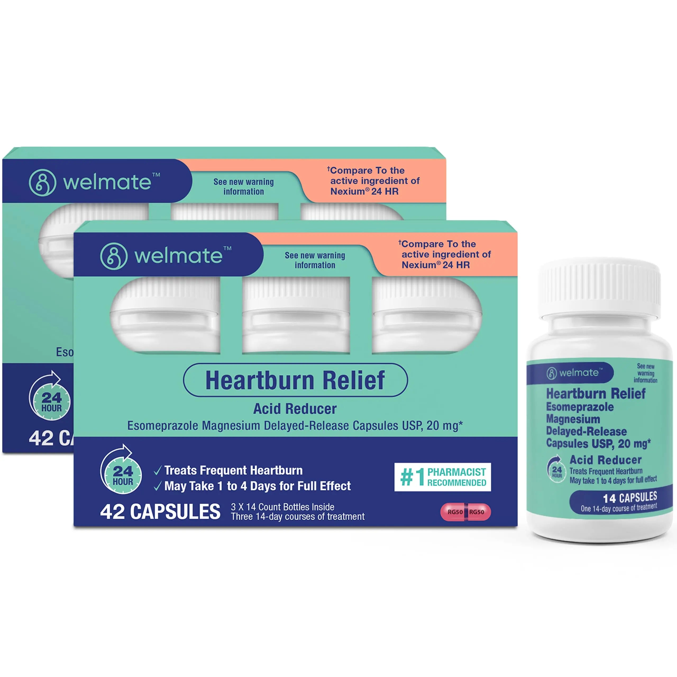 WELMATE Esomeprazole Magnesium 20mg Delayed Release Capsules, 84 Count (2-Pack) – Acid Reducer for Frequent Heartburn & Acid Reflux Relief, 24HR Protection, Digestion Support WELMATE Au supplements