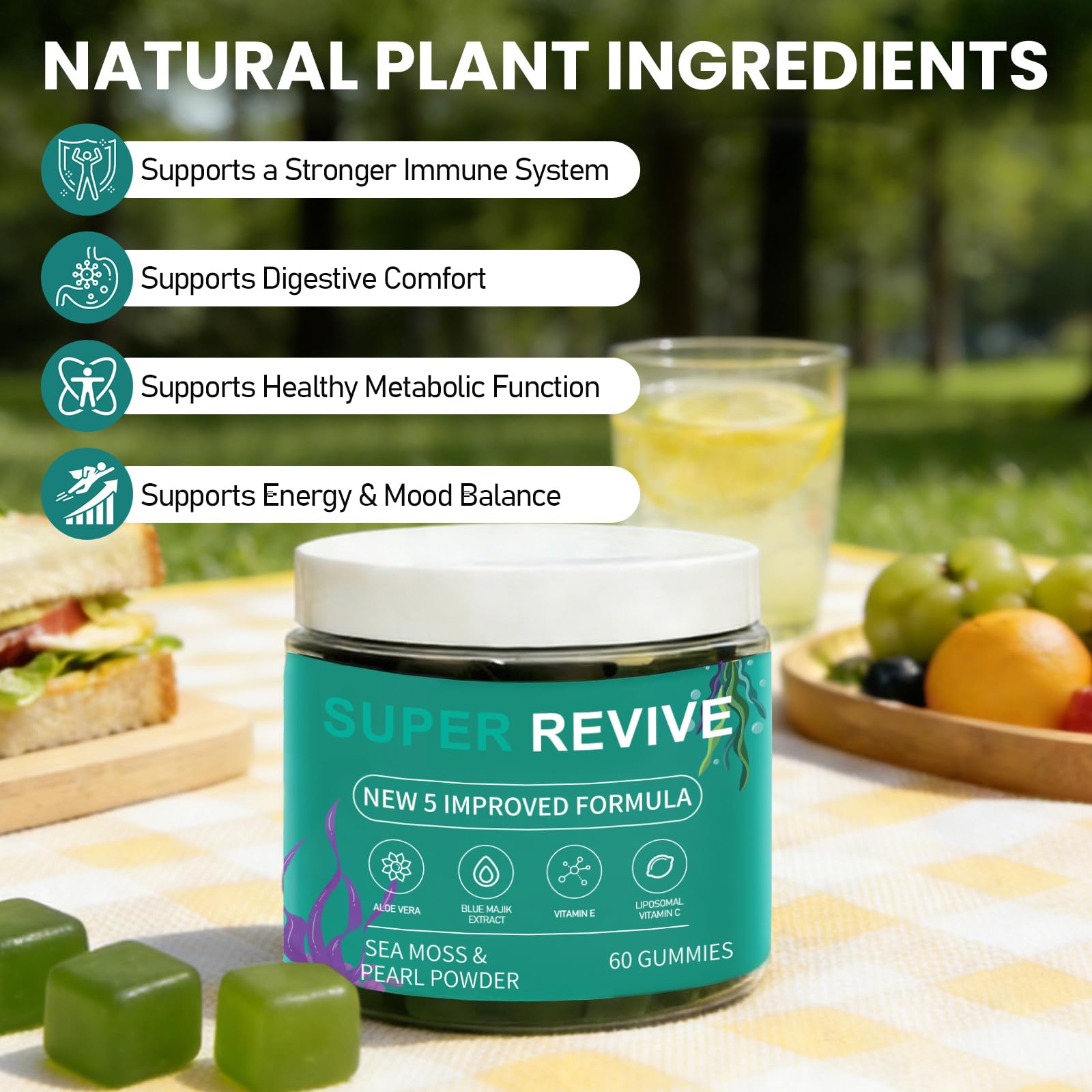 caicieter Super Revive Gummies for Hair Loss - Sea Moss Gummies with Vitamin C, E, Aloe Vera & Pearl Powder Glow, Promotes Thicker, Fuller & Stronger Hair - 60 Count caicieter Au supplements