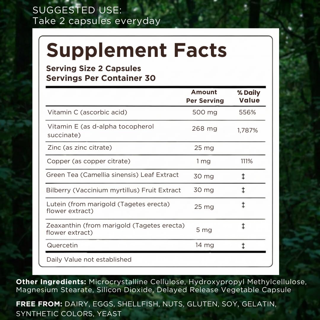 Macutene Protect Eye Vitamins for Macular Support Areds 2 with Lutein and Zeaxanthin Supplements (25mg/5mg) – Doctor Formulated Bilberry Supplement for Eyes, Lab Tested, Vegan (60 Capsules) Pristene Au supplements
