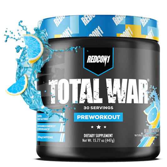 REDCON1 Total War Pre Workout - Beta Alanine + Citrulline Malate Keto Friendly Preworkout for Men & Women with 320mg of Caffeine - Fast Acting -Blue Lemonade (30 Servings) REDCON1US supplements
