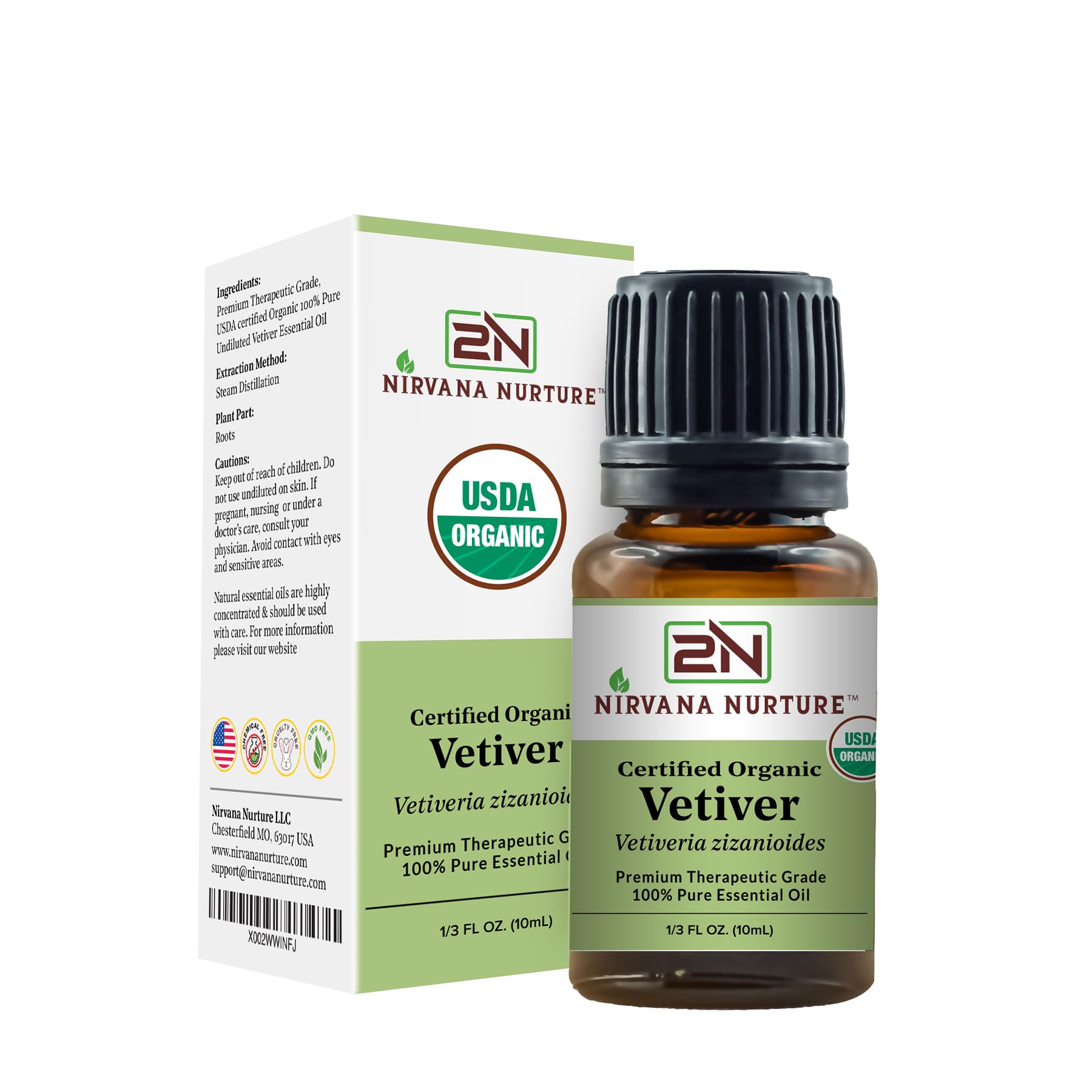 Nirvana Nurture Vetiver Essential Oil USDA Certified Organic 100% Pure Premium Therapeutic Grade Nirvana Nurture Au supplements