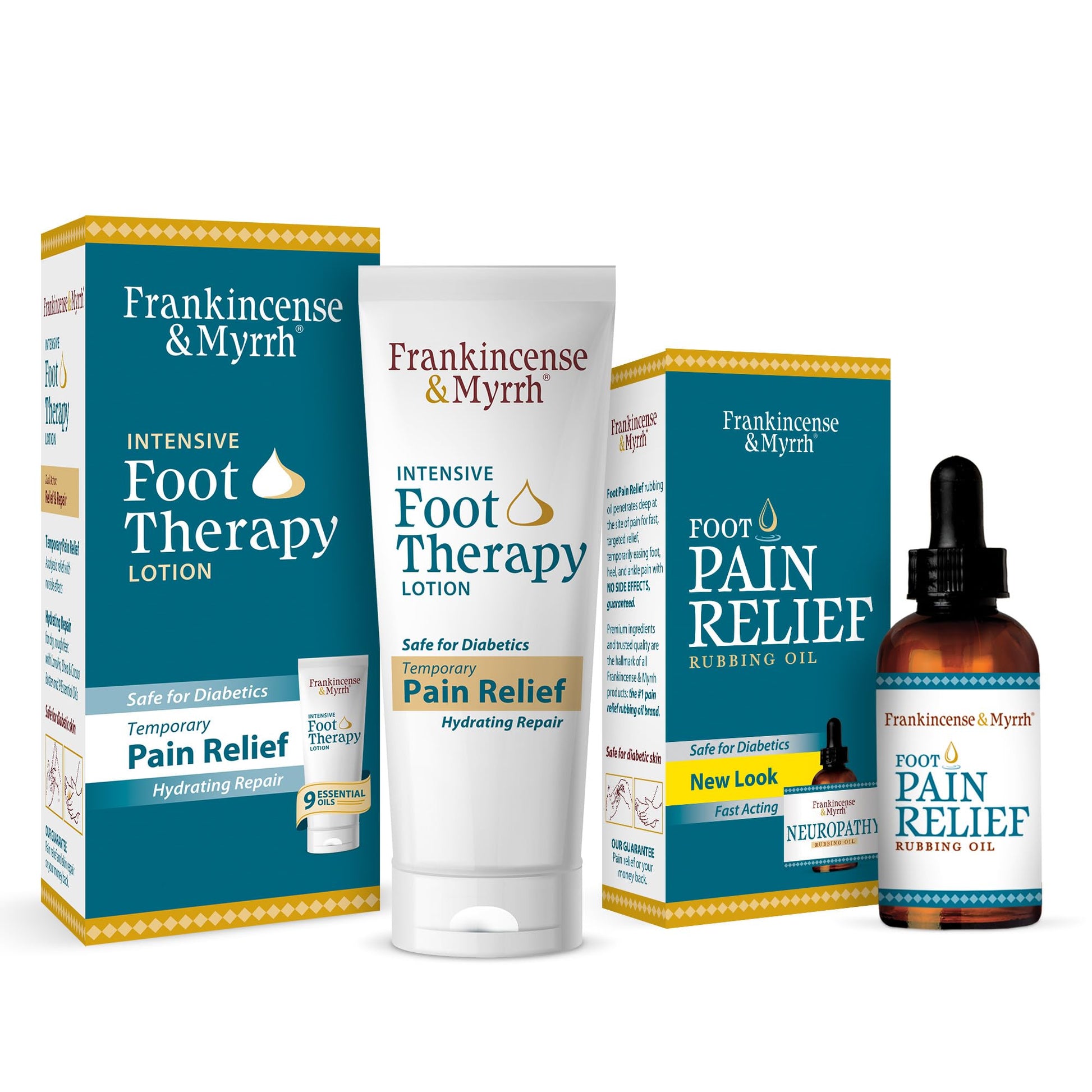 FRANKINCENSE & MYRRH Foot Pain Combo Pack: Foot Pain Relief Rubbing Oil (2 oz) and Intensive Therapy Lotion for feet (3 oz), Neuropathy, Nerve Relief, Frankincense Essential Oil, Maximum Strength FRANKINCENSE & MYRRH Au supplements