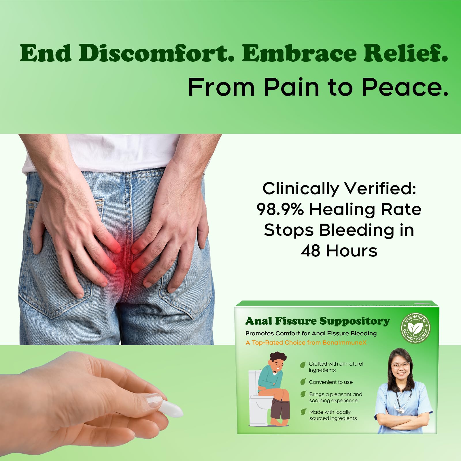 Peralpow Anal Fissure Suppositories | Expert-Formulation for Rectal Bleeding Associated with Hemorrhoids, Anus Fissures, Diarrhea & Constipation | Curcuminoids & Turmeric Extract | 16 Inserts Peralpow Au supplements