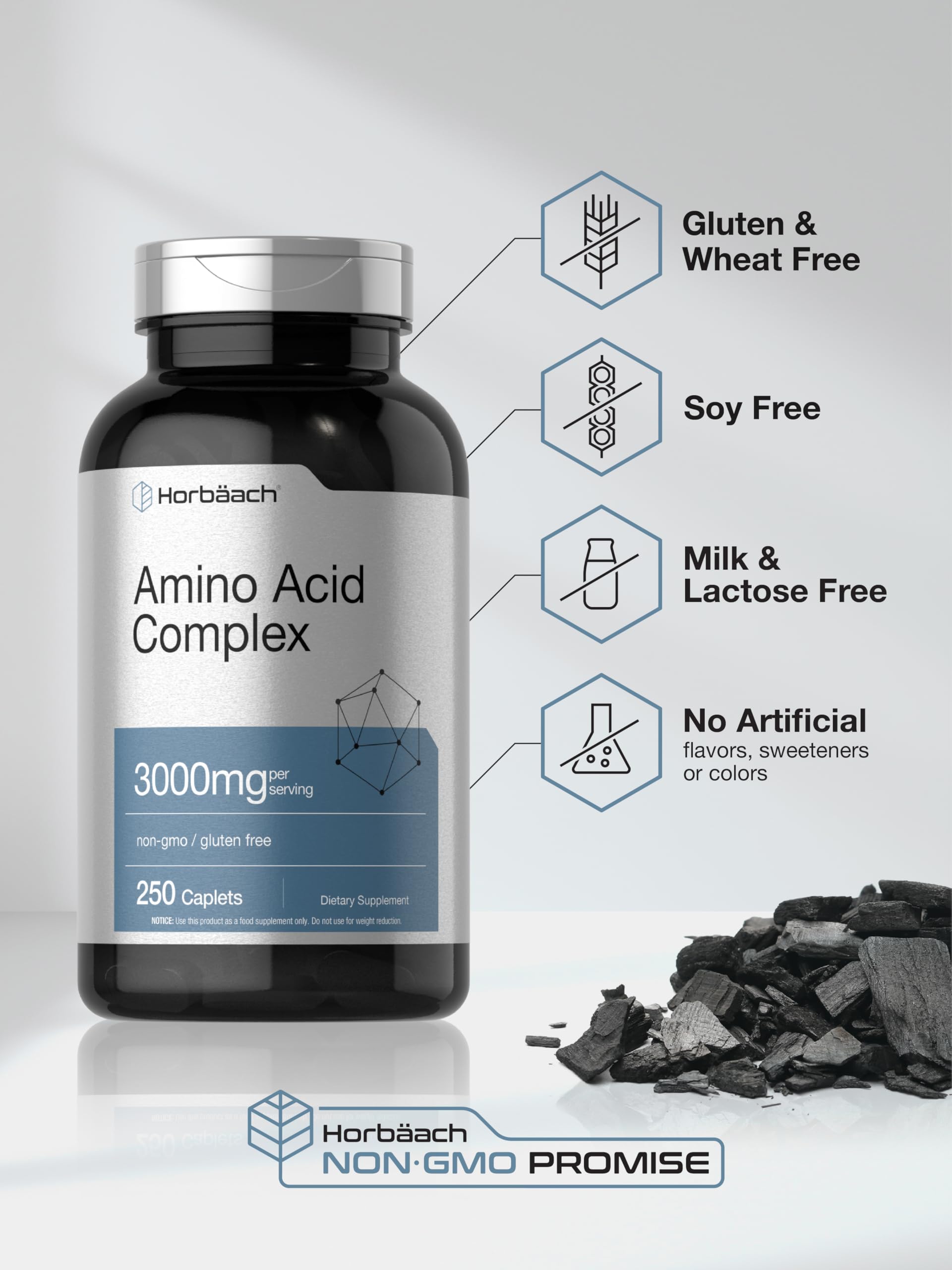 Horbäach Amino Acid Complex 3000mg | 250 Caplets | Non-GMO, Gluten Free Supplement Horbäach Au supplements
