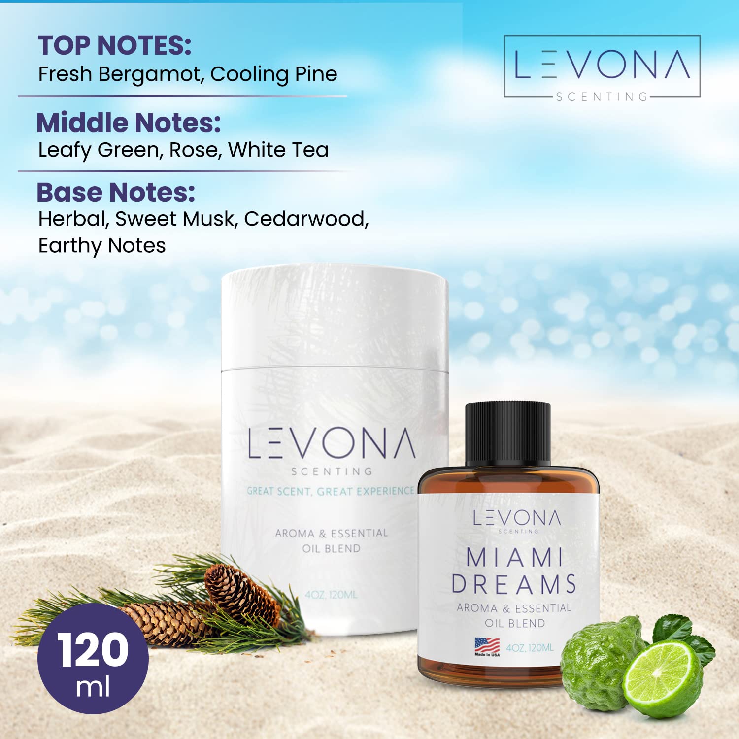 Levona Scent Essential Oils for Diffusers for Home: Miami Dreams Hotel & Home Luxury Scents Fragrance Oil LEVONA SCENT Au supplements