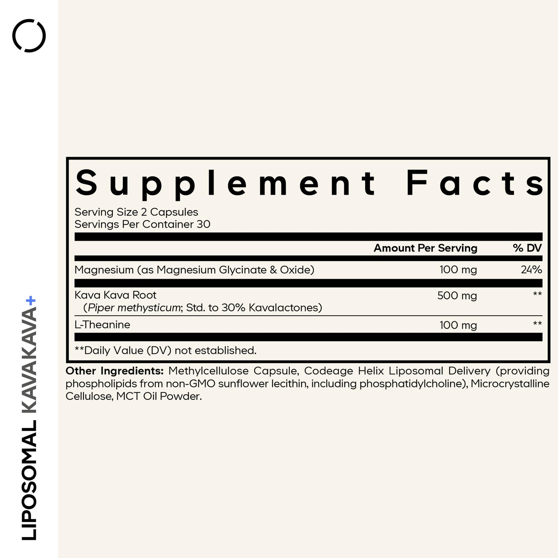 Codeage Liposomal Kava Kava+ Supplement - 500 mg 30% Kavalactones with Magnesium Glycinate - Magnesium Oxide - L-Theanine - Liposomal Delivery - Non-GMO - 60 Capsules Codeage Au supplements