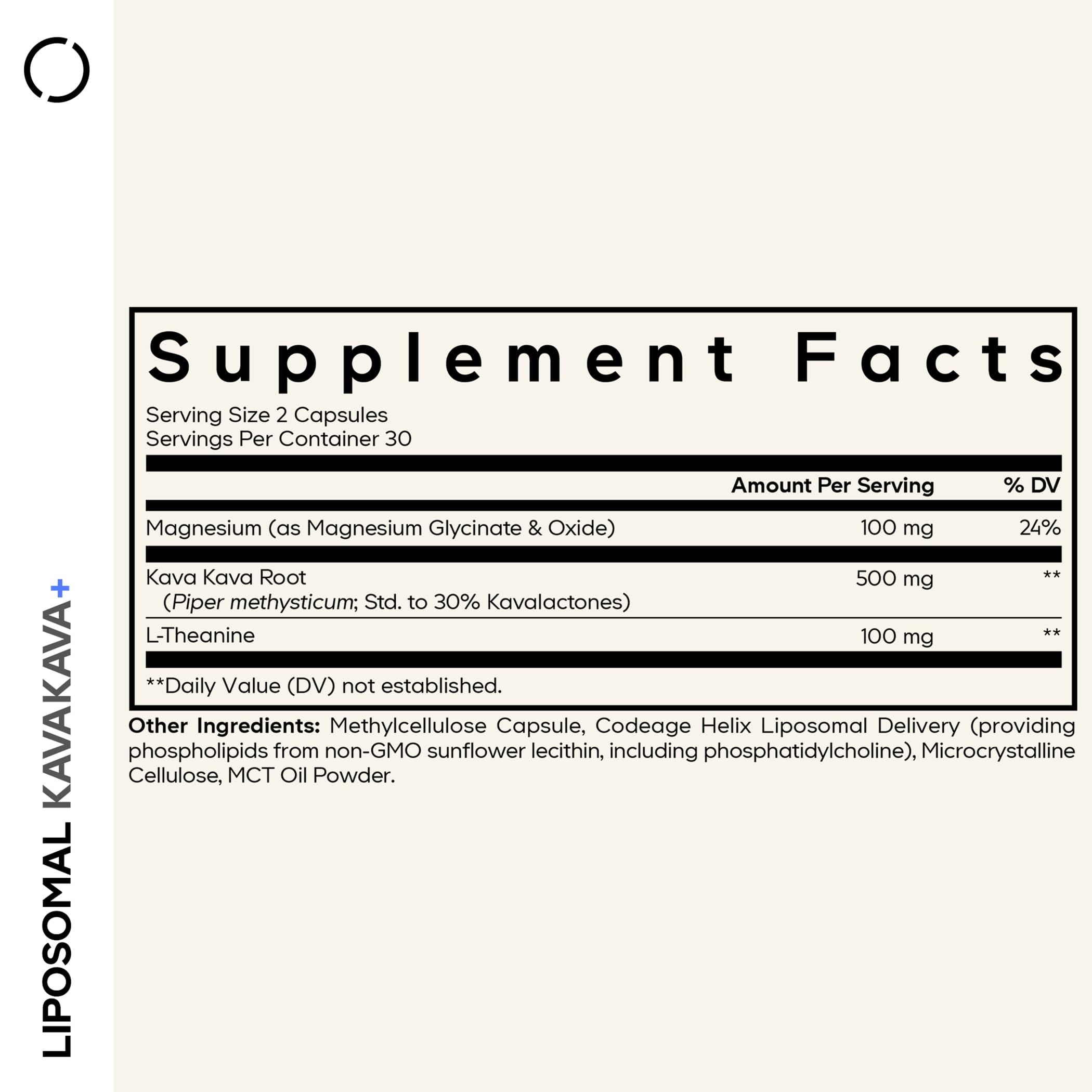 Codeage Liposomal Kava Kava+ Supplement - 500 mg 30% Kavalactones with Magnesium Glycinate - Magnesium Oxide - L-Theanine - Liposomal Delivery - Non-GMO - 60 Capsules Codeage Au supplements