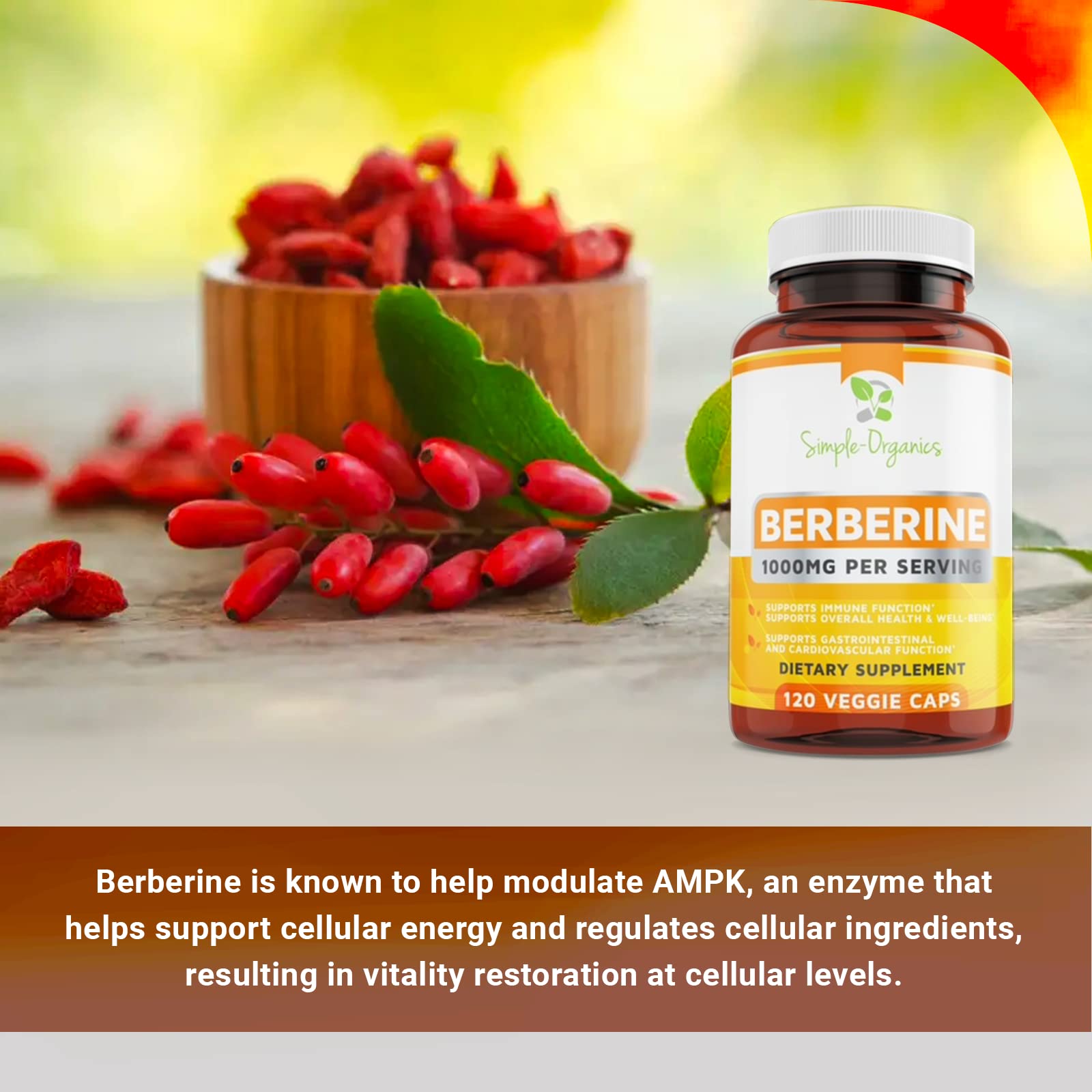 Simple-Organics Berberine 500mg (1000mg Per Serving) for Supports Healthy Immune Simple-Organics Au supplements