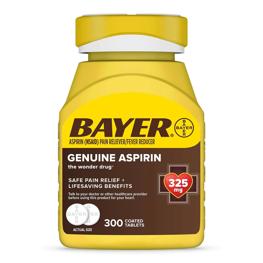 Bayer Genuine Aspirin 325 mg, Coated Tablets for Headache Relief, Multi-Symptom Pain Reliever and Fever Reducer, Pain Relief Tablets for Tooth and Muscle Pain, Backache, 300 Ct Bayer uk supplements
