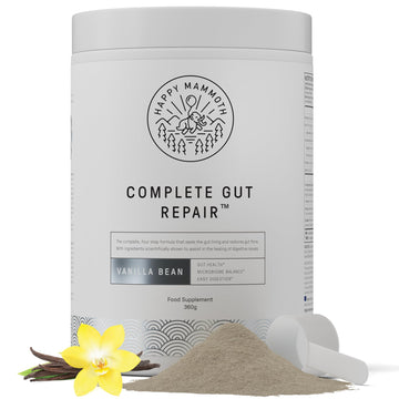 Happy Mammoth Complete Gut Repair Probiotic, Prebiotic, Fiber & Collagen Supplement for Gut Health, Digestion, Healthy Gut Microbiome, Reduces Constipation & Bloating 24 Servings, Vanilla Flavor Happy Mammoth Au supplements
